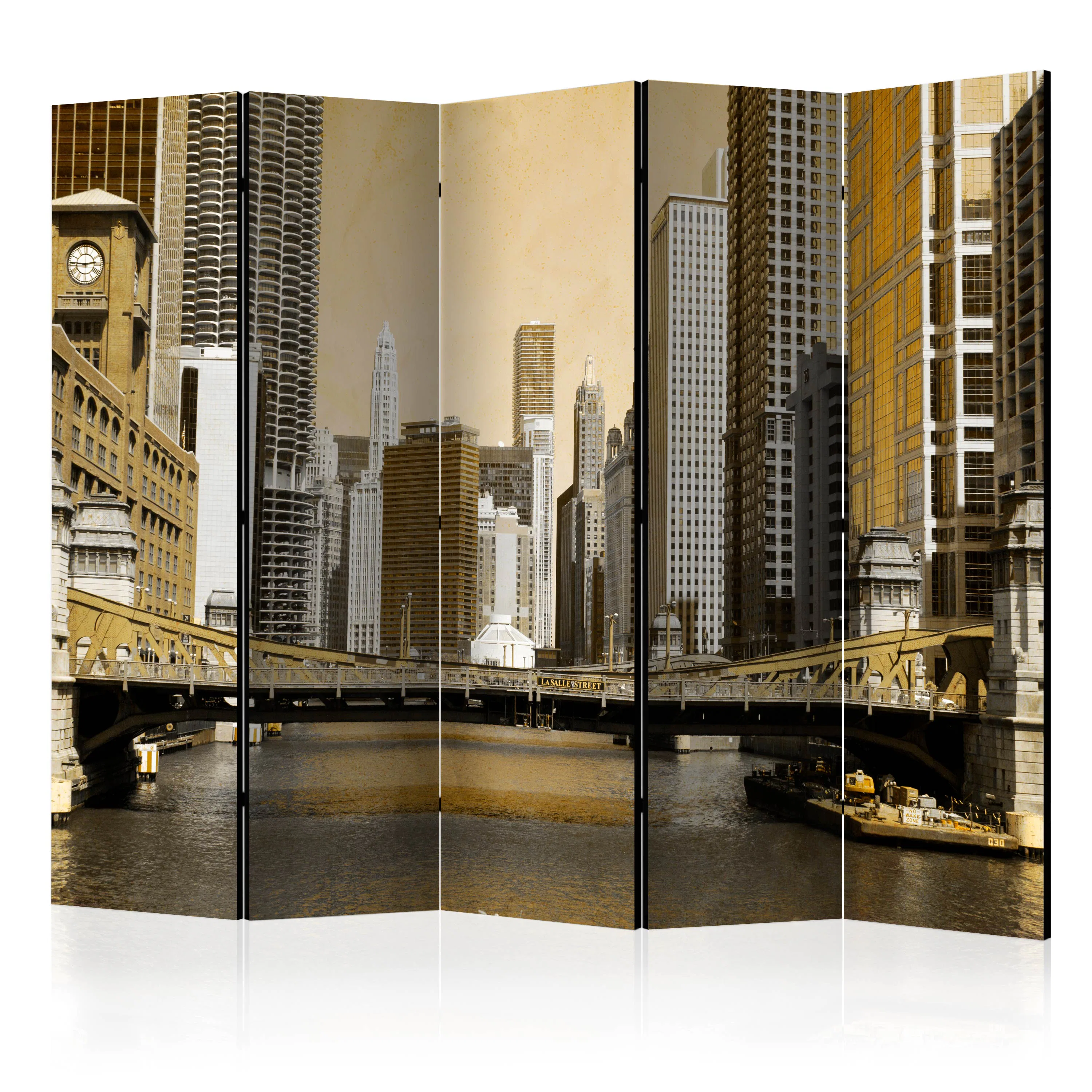Rumsavdelare Skärmvägg Arkiio Chicago's Bridge Vintage Effect II 225x172 cm