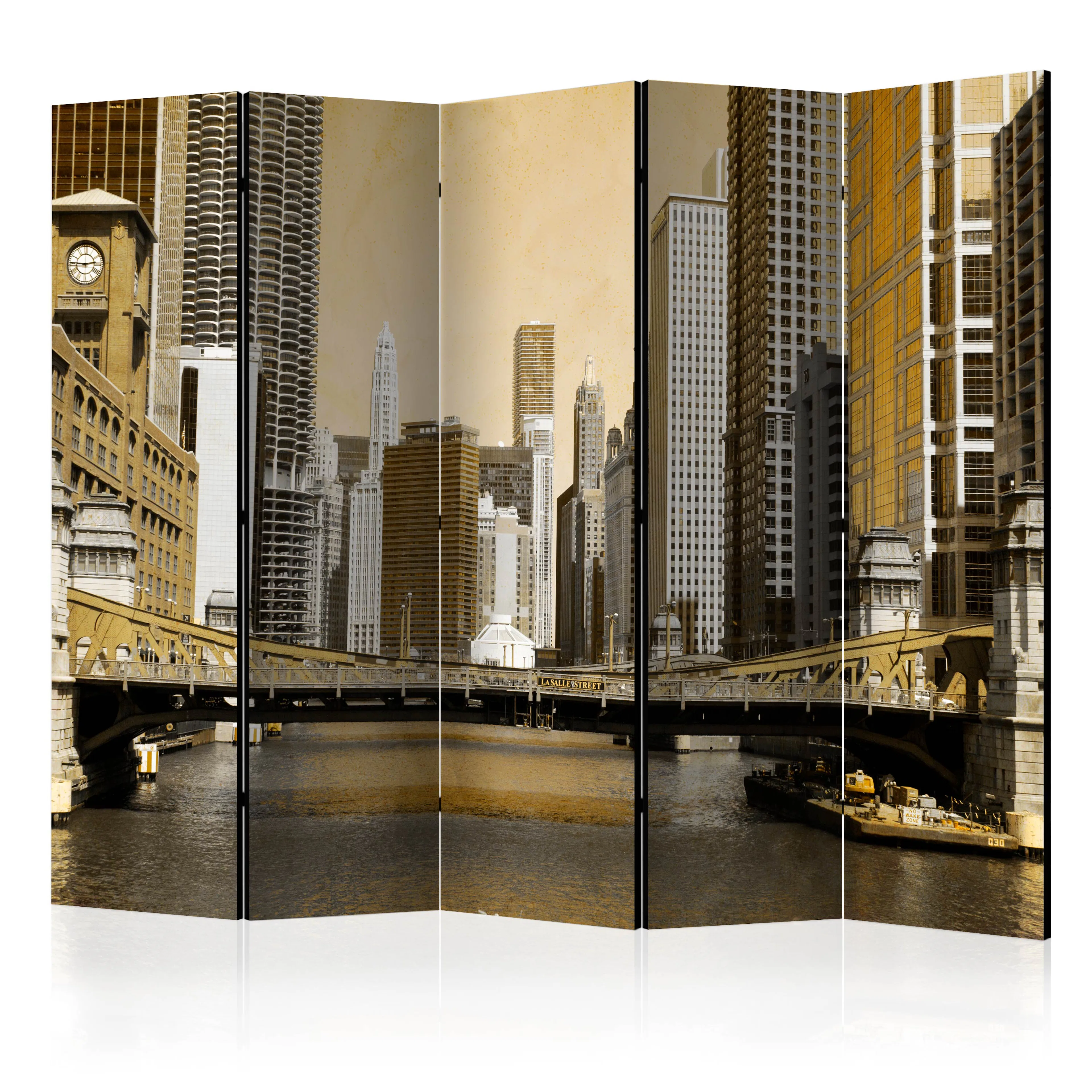 Rumsavdelare Skärmvägg Arkiio Chicago's Bridge Vintage Effect II 225x172 cm