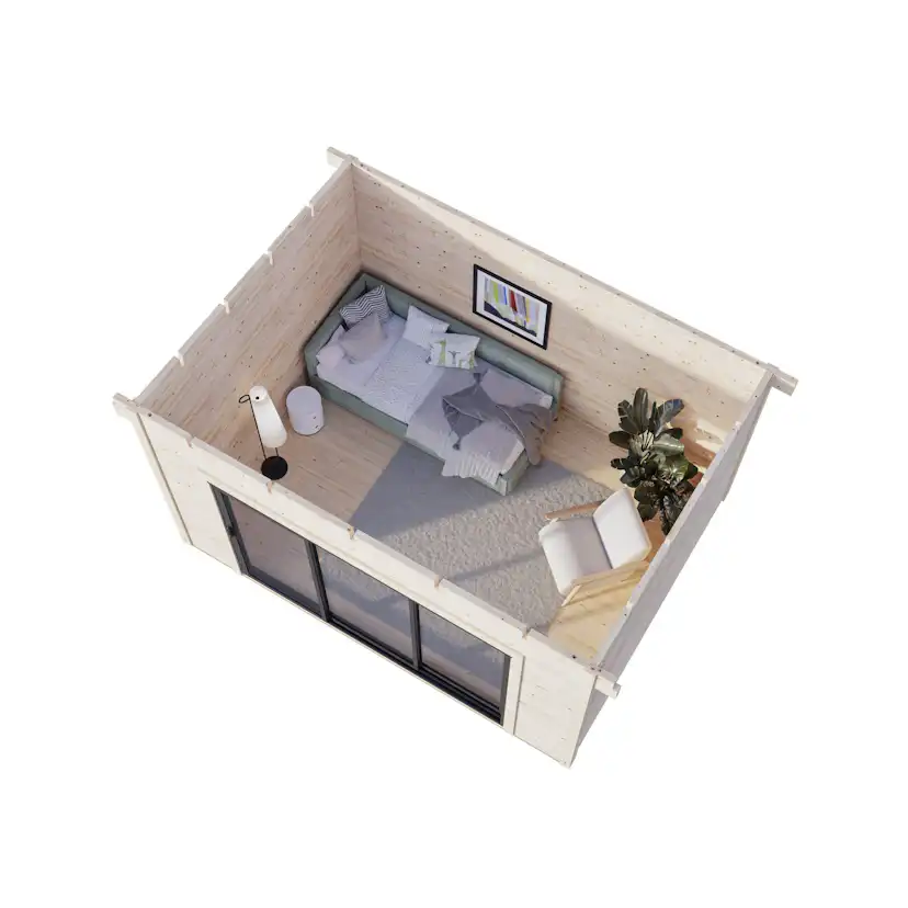 Trädgårdshus Palmako Grace 12,0 m2 (inv. 11,2 m2) med skjutpartier SlidePlus
