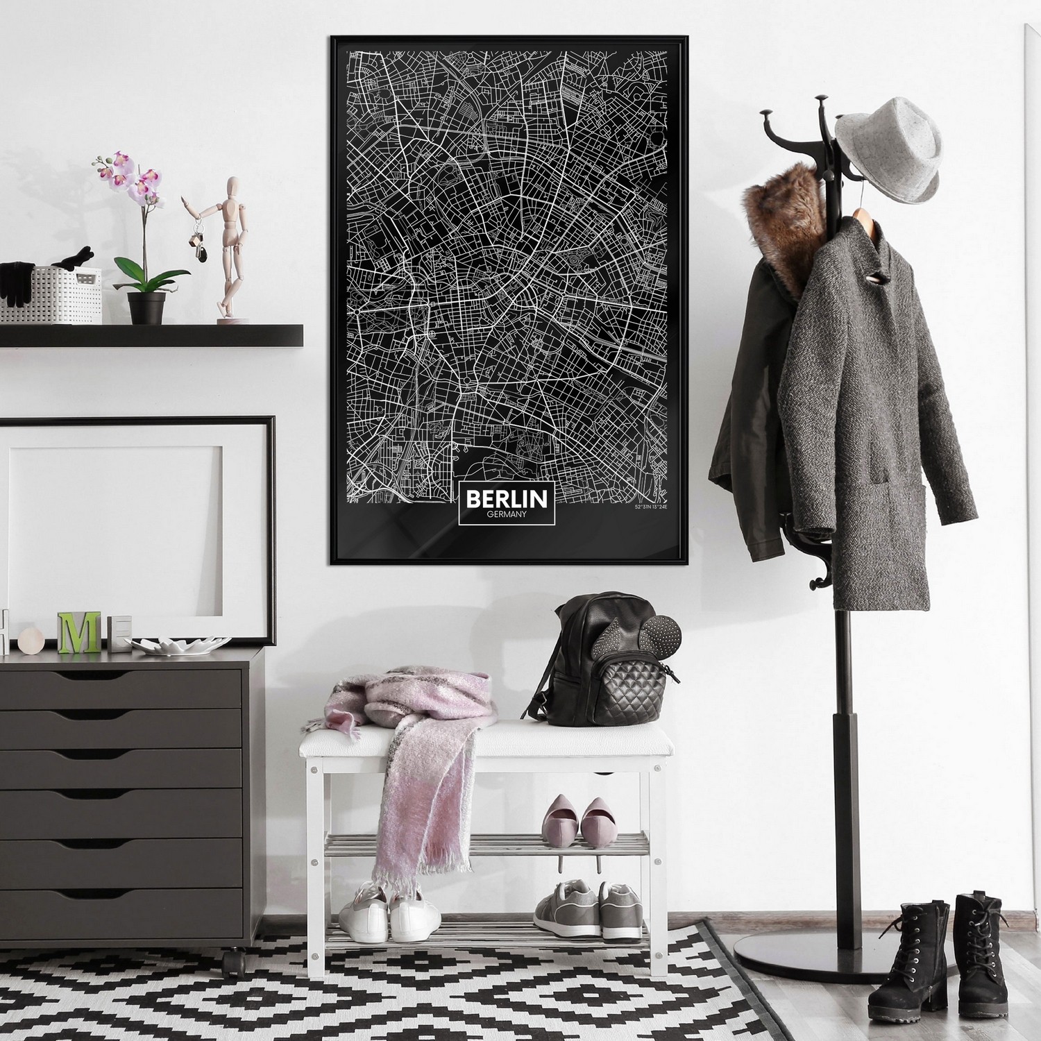 Poster Artgeist Affisch Dark Map of Berlin