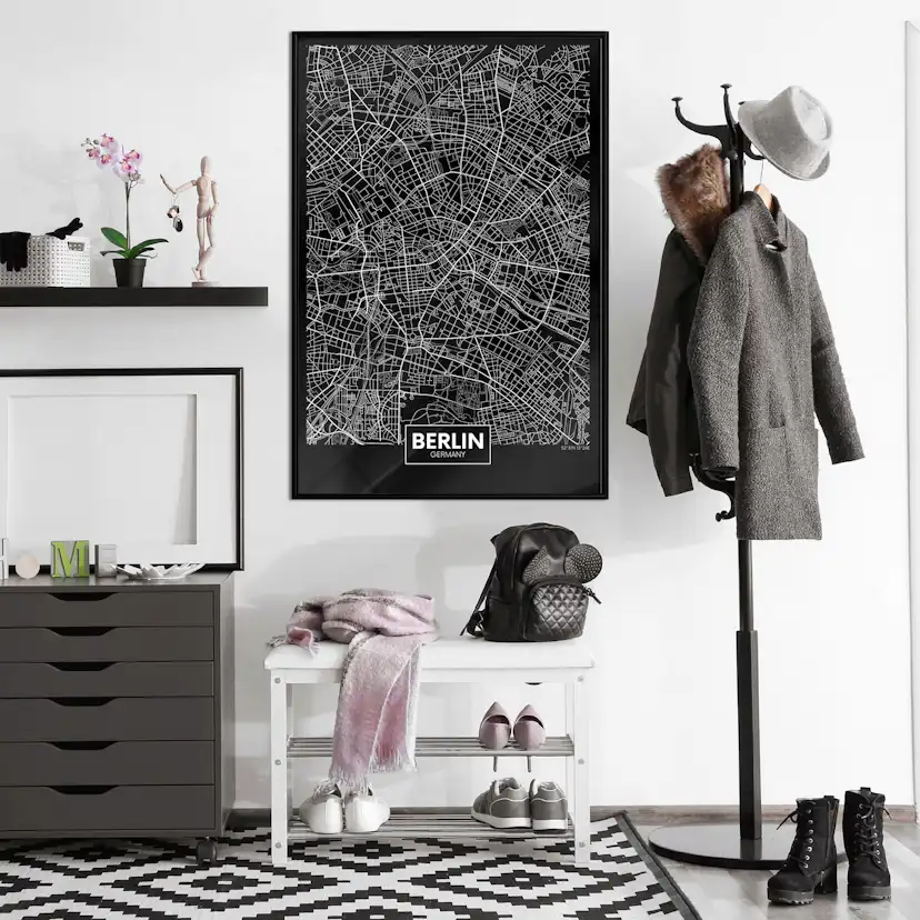 Poster Artgeist Affisch Dark Map of Berlin