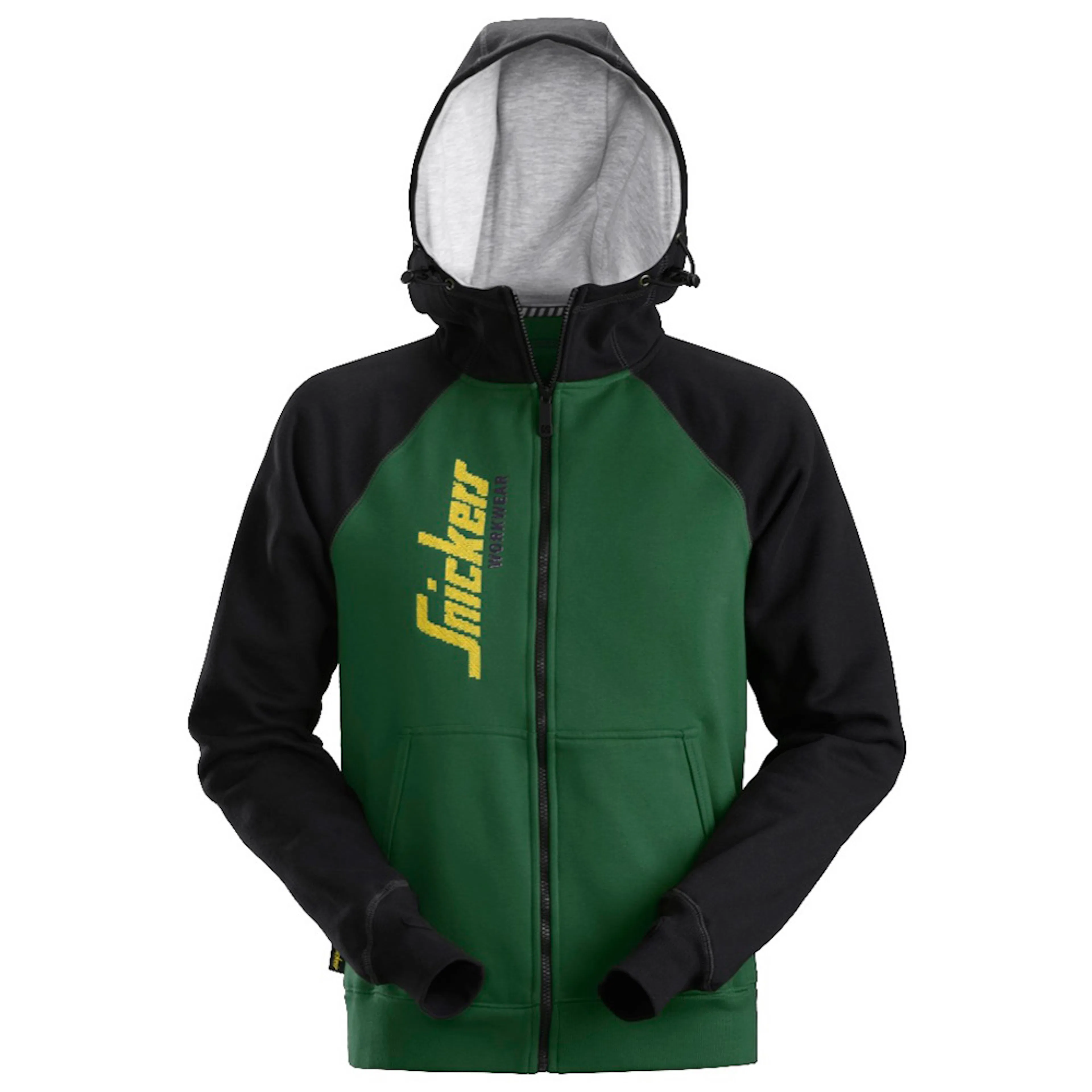 Hoodie Logo hel zip Storlek: L, Färg: Forest Green\Black