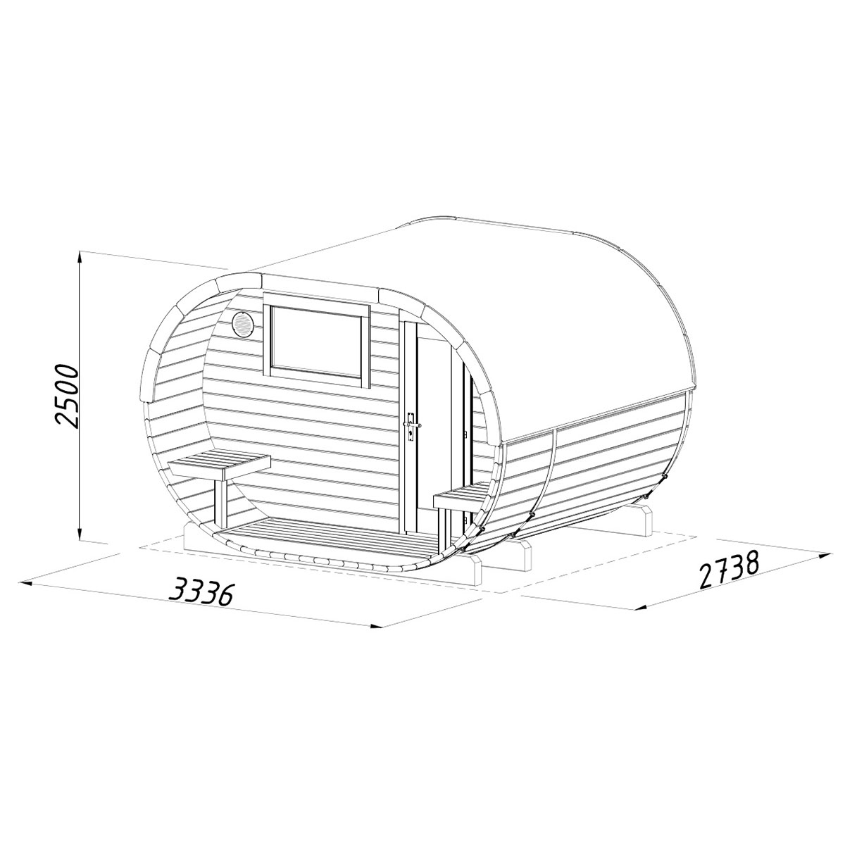 Bastutunna Palmako Anette Byggsats med Altan & Obehandlat Trä