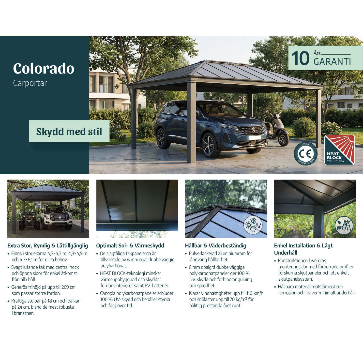 Carport Canopia by Palram Colorado Metall Dubbel Apex 4,3 X 6 m