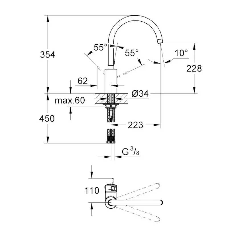 Köksblandare Grohe Eurosmart Cosmopolitan 32843