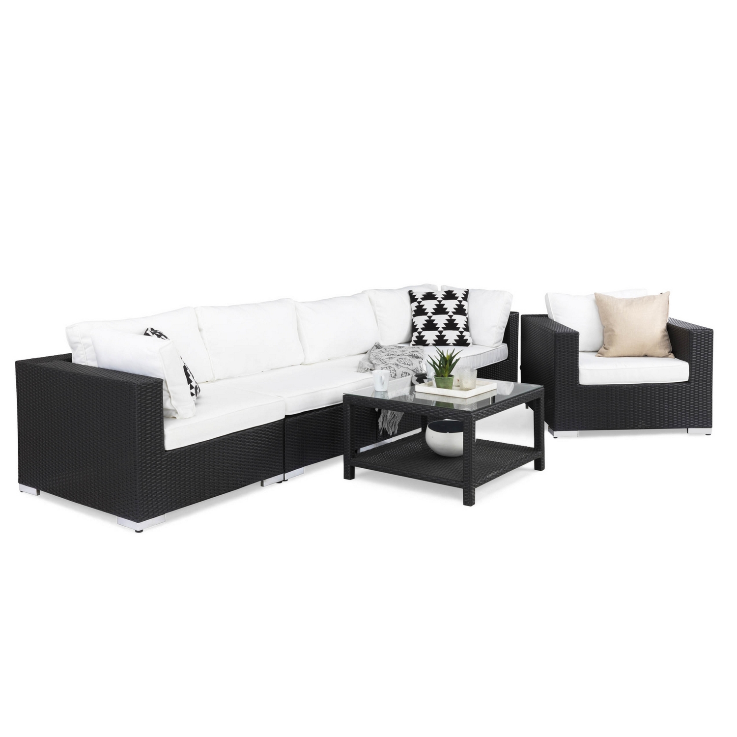 Loungegrupp Comfort Garden Bahamas 5-sits Rak med Fåtölj och Bord 75x75