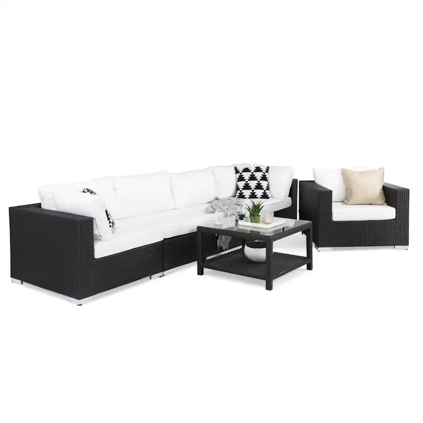 Loungegrupp Comfort Garden Bahamas 5-sits Rak med Fåtölj och Bord 75x75