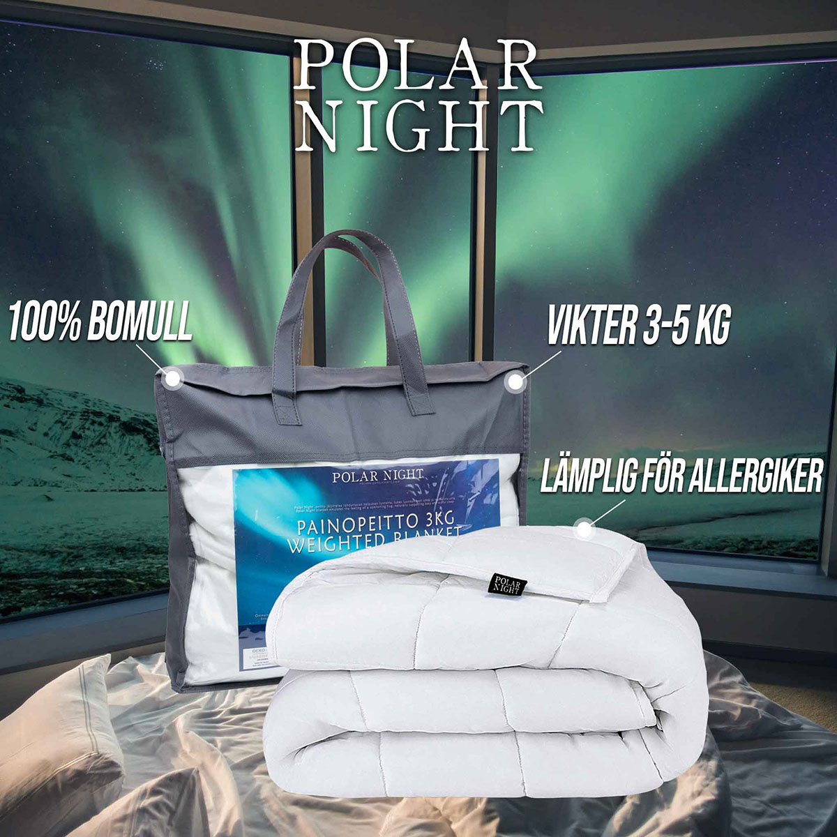 Polar Night barns tyngdtäcke bomull, 100x150cm 3kg 3 kg