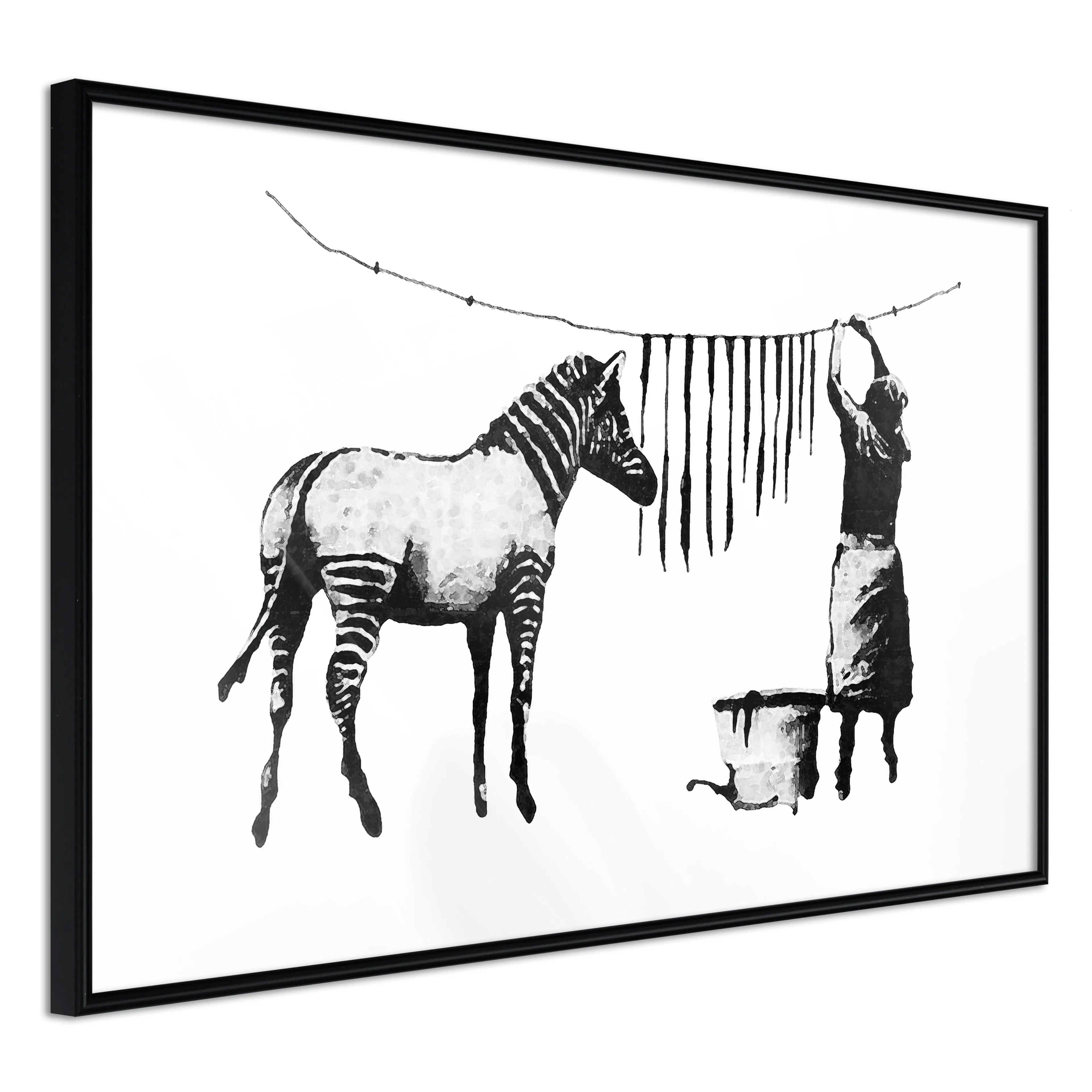 Affisch - Banksy: Washing Zebra [Poster] 30x20 Svart ram, 30x20 cm
