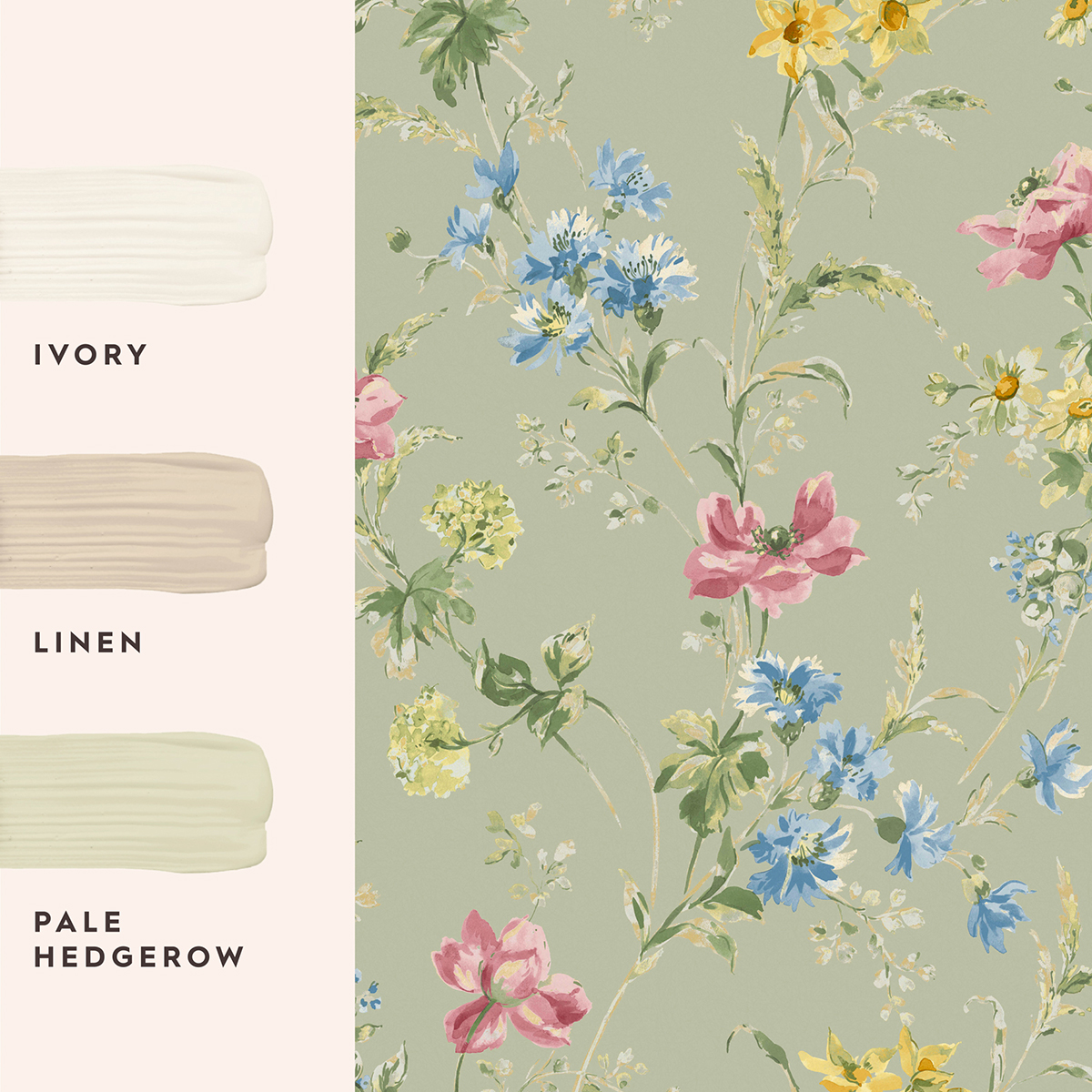 Tapet Laura Ashley Poppy Meadow Grön