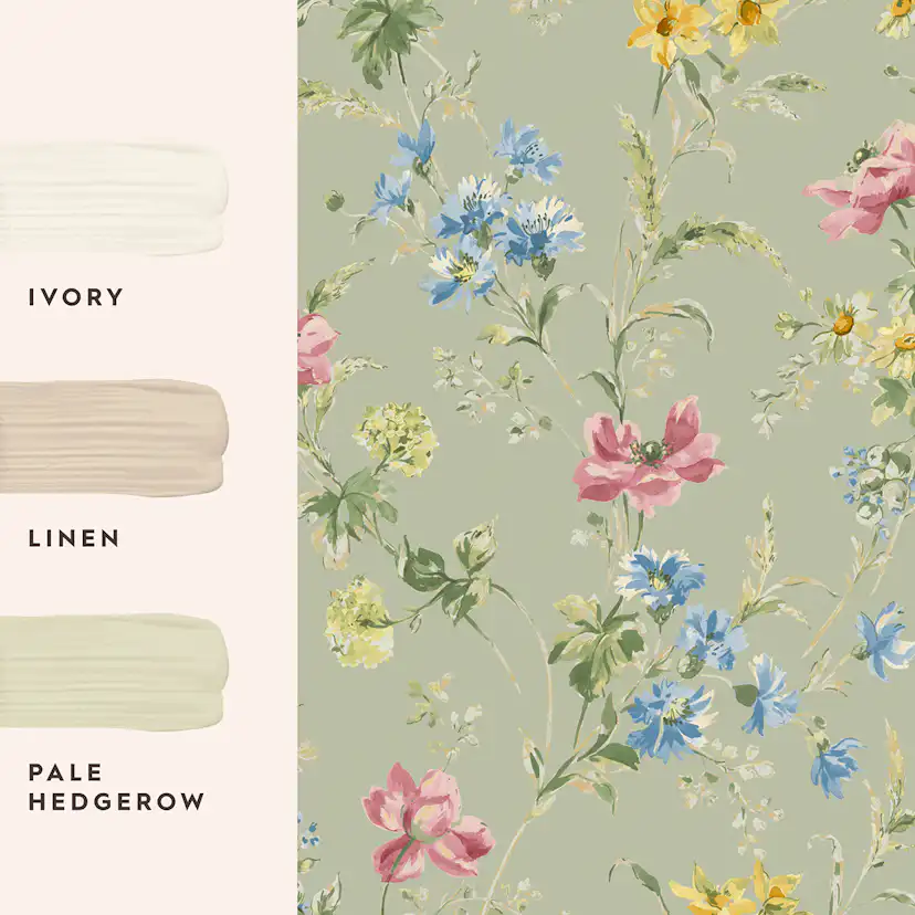 Tapet Laura Ashley Poppy Meadow Grön