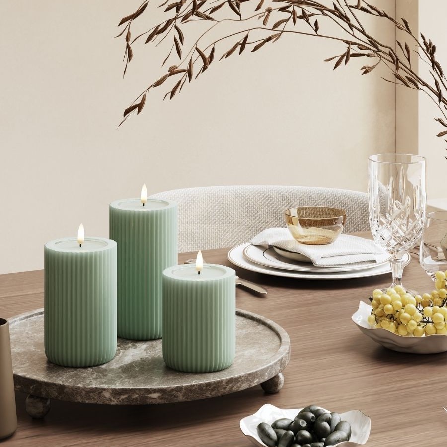 LED-Blockljus UNIQUE Candles Stripe 8x12,5 cm
