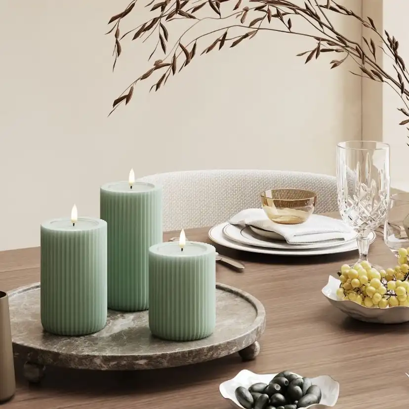 LED-Blockljus UNIQUE Candles Stripe 8x12,5 cm