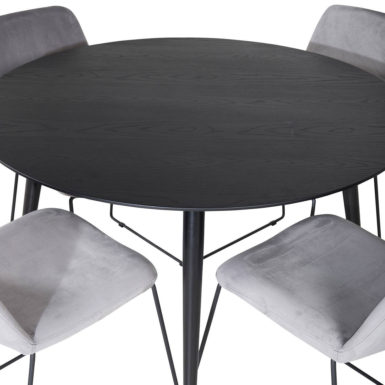 Dipp Table - - Black / Black Brass+Muce Chair - - Grey Velve Svart/Mässing/Grå