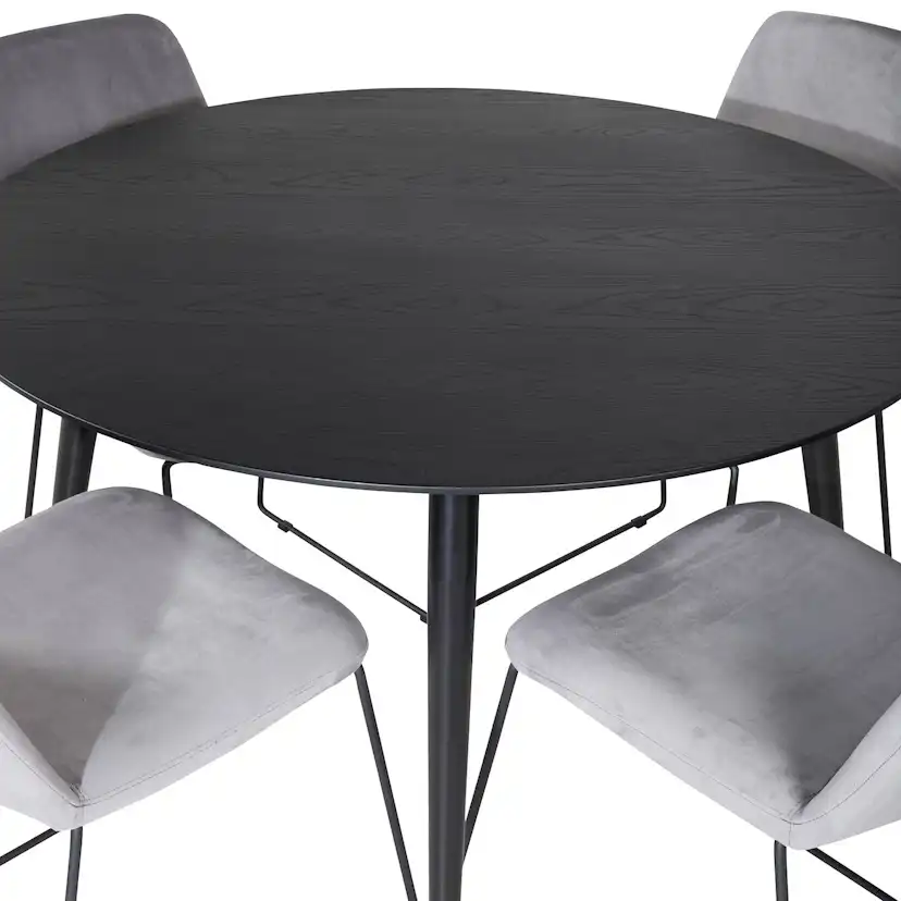 Dipp Table - - Black / Black Brass+Muce Chair - - Grey Velve Svart/Mässing/Grå