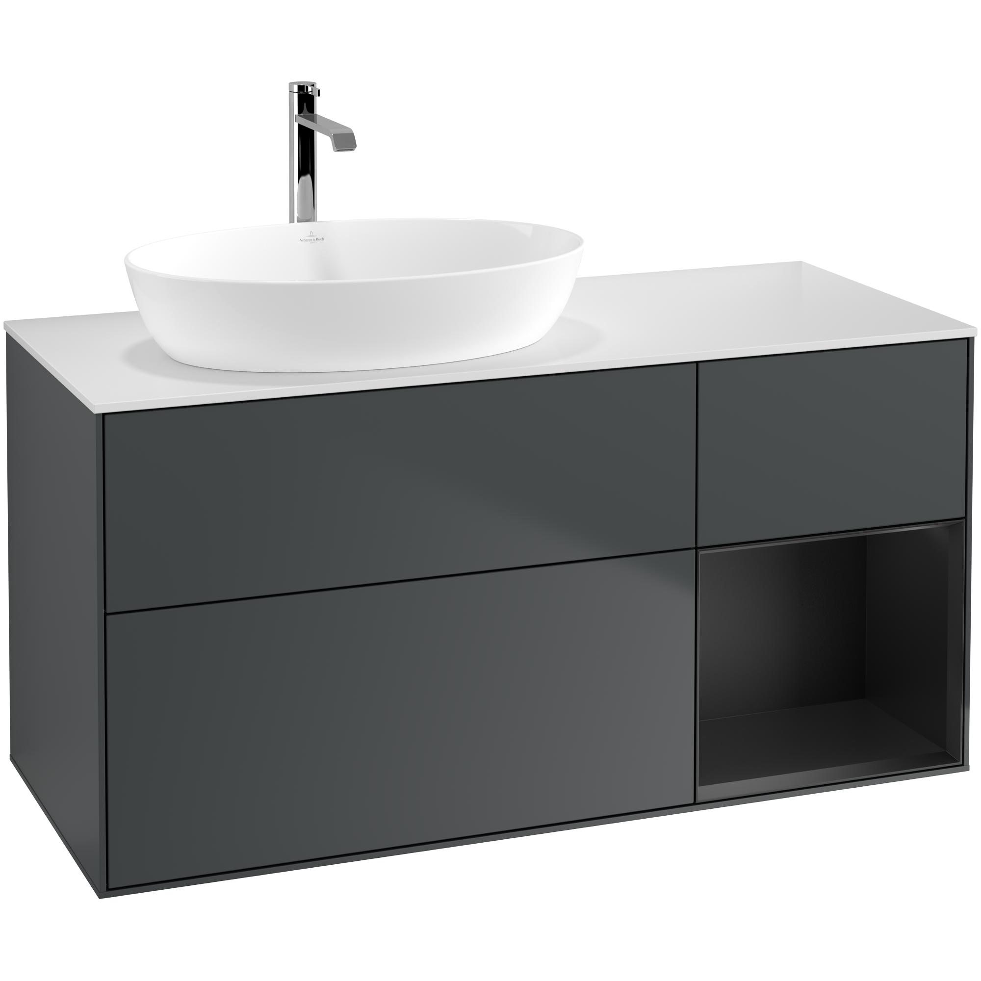 Tvättställsskåp Villeroy & Boch Finion med 3 Lådor Hylla och Bänkskiva för Ocentrerat Tvättställ från Artis & Collaro