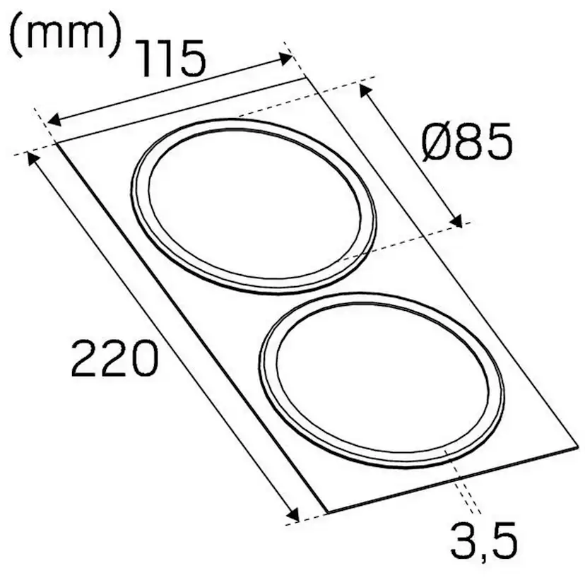 Dekorram II Ø85 Vit 220 mm, 2 armaturer