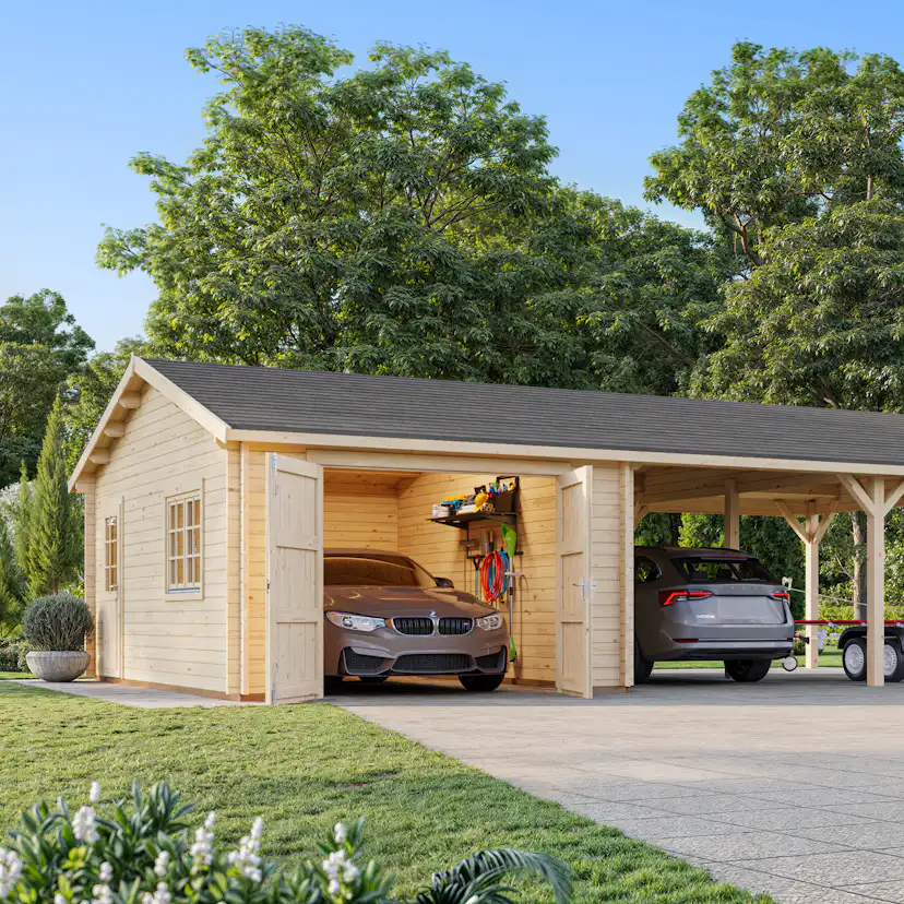 Roger 19,0+33,2 m2 with wooden gate BNDIP Impregnerad brun