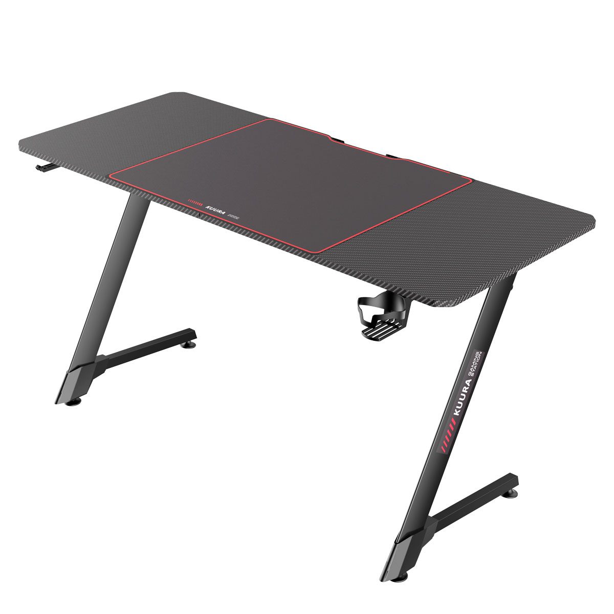 Gamingbord Kuura Pro 140x60 cm Svart med Integrerad Musmatta