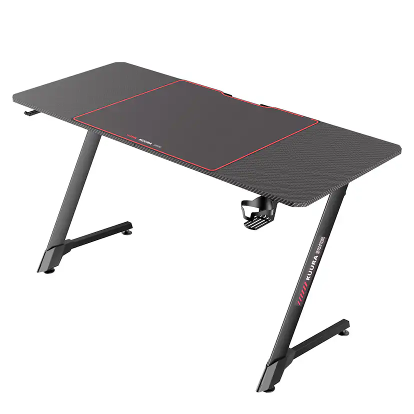 Gamingbord Kuura Pro 140x60 cm Svart med Integrerad Musmatta