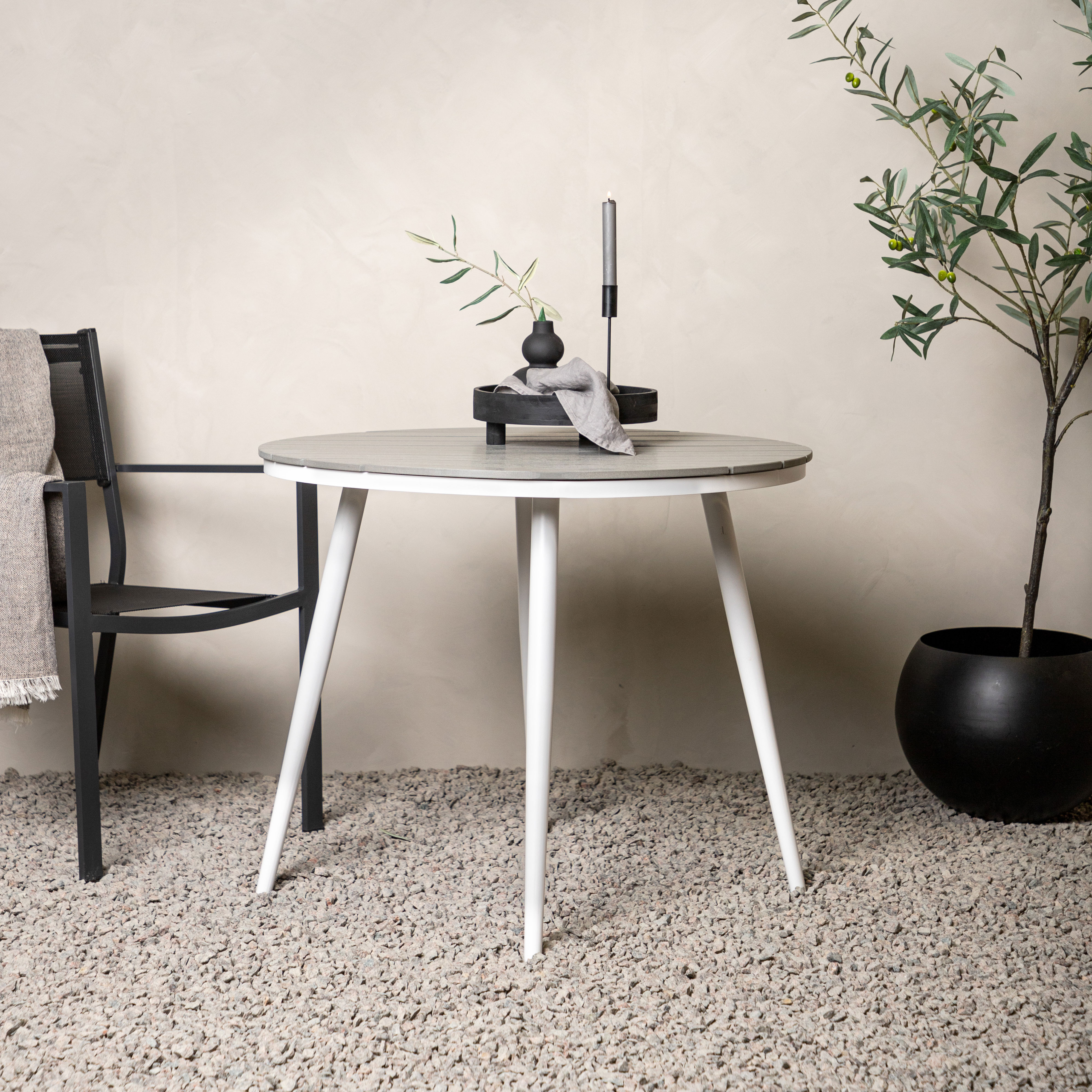 Break - Dining Table Round- White / Grey - Alu / Aintwood - Grå