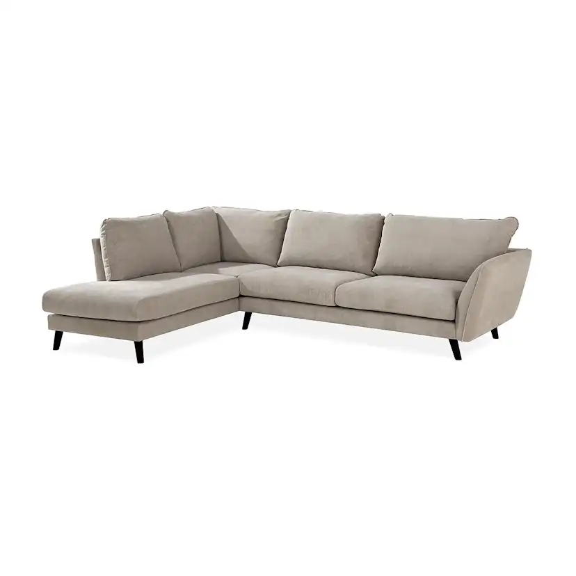 Trend Lyx Schäslongsoffa Vänster Beige, Svarta ben