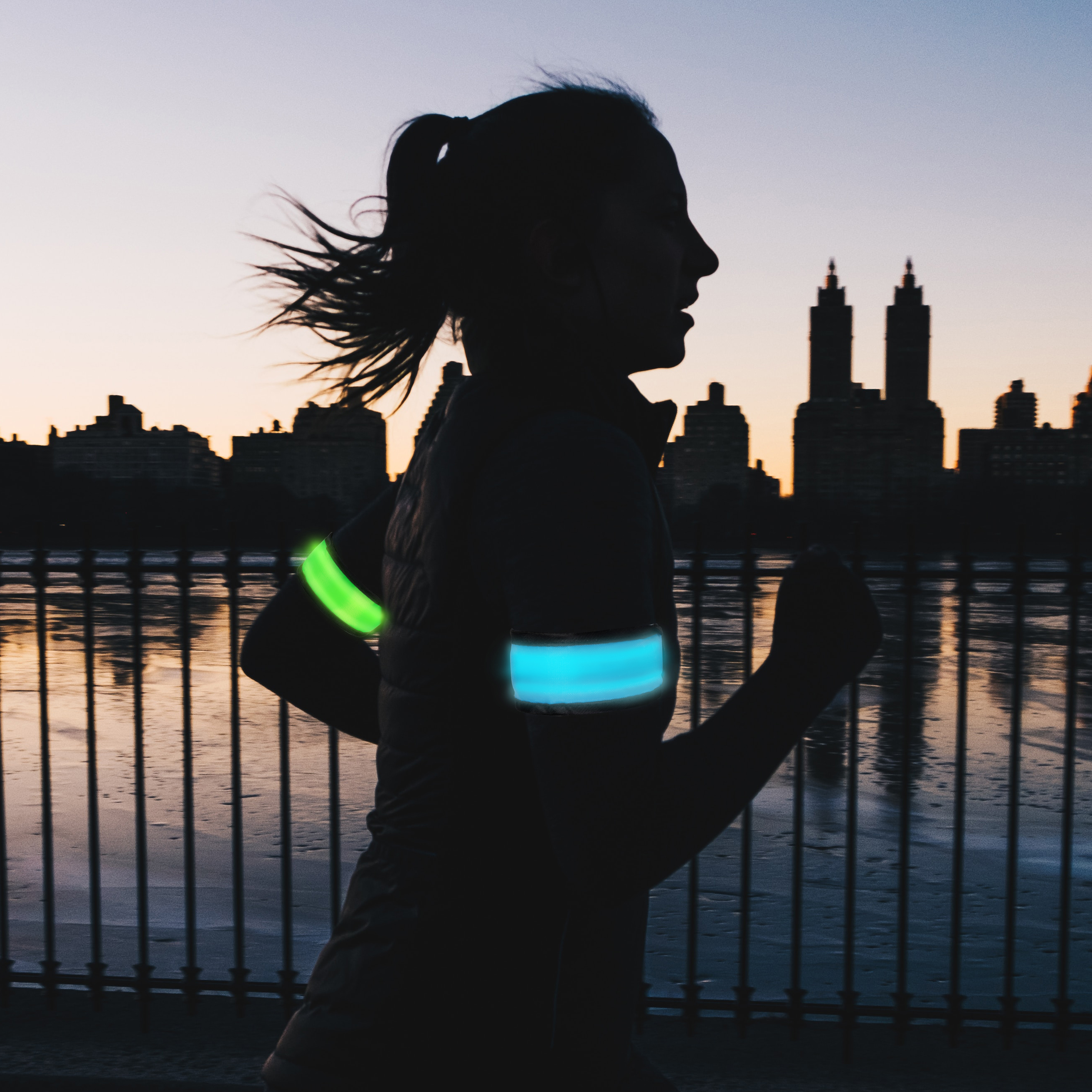 LED-reflexband LogiLink Slap-wrap 2-pack Blå + Grön