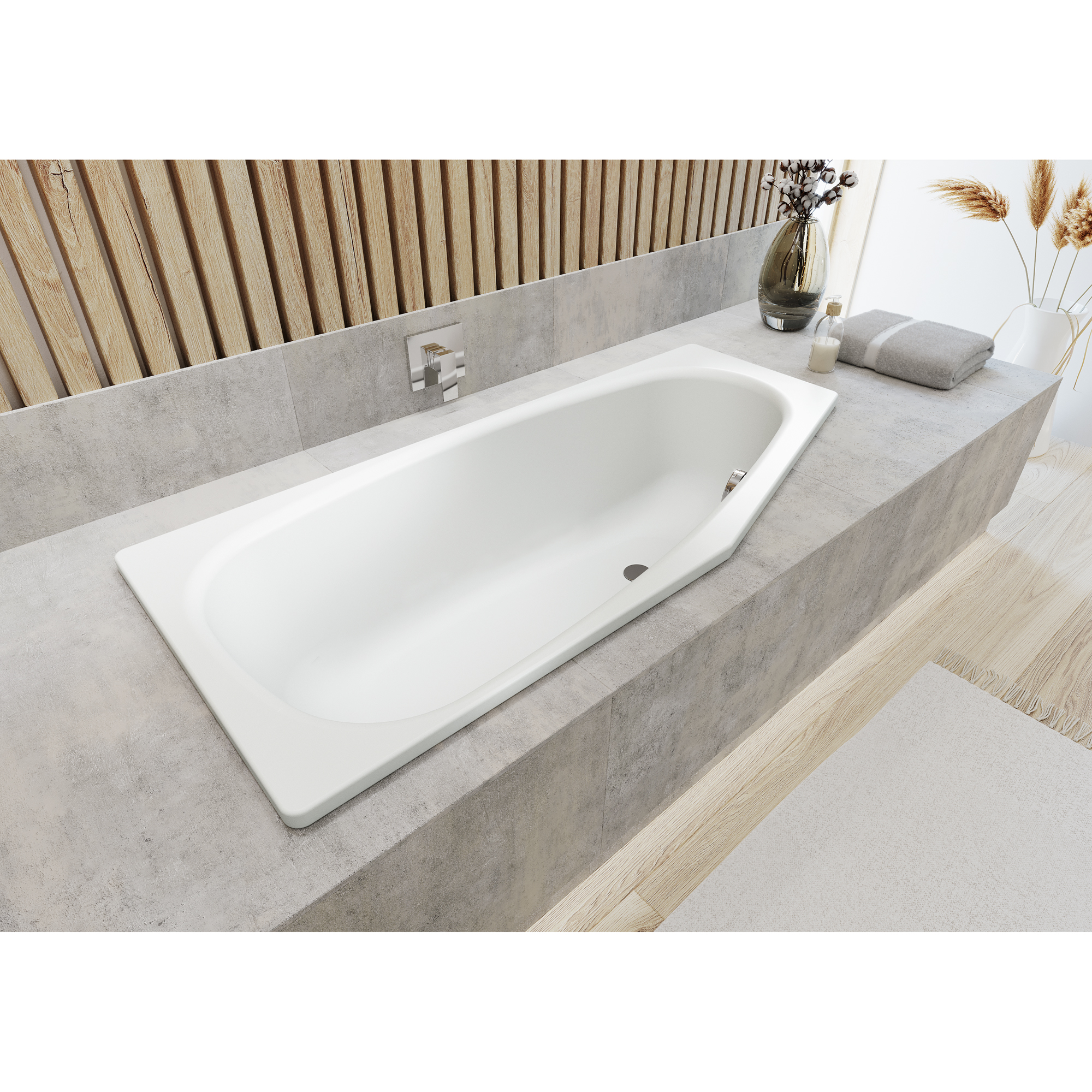 Inbyggnadsbadkar Kaldewei MinixStorlek: 1570x700x420 mm, Färg: Manhattan, Utförande: Höger