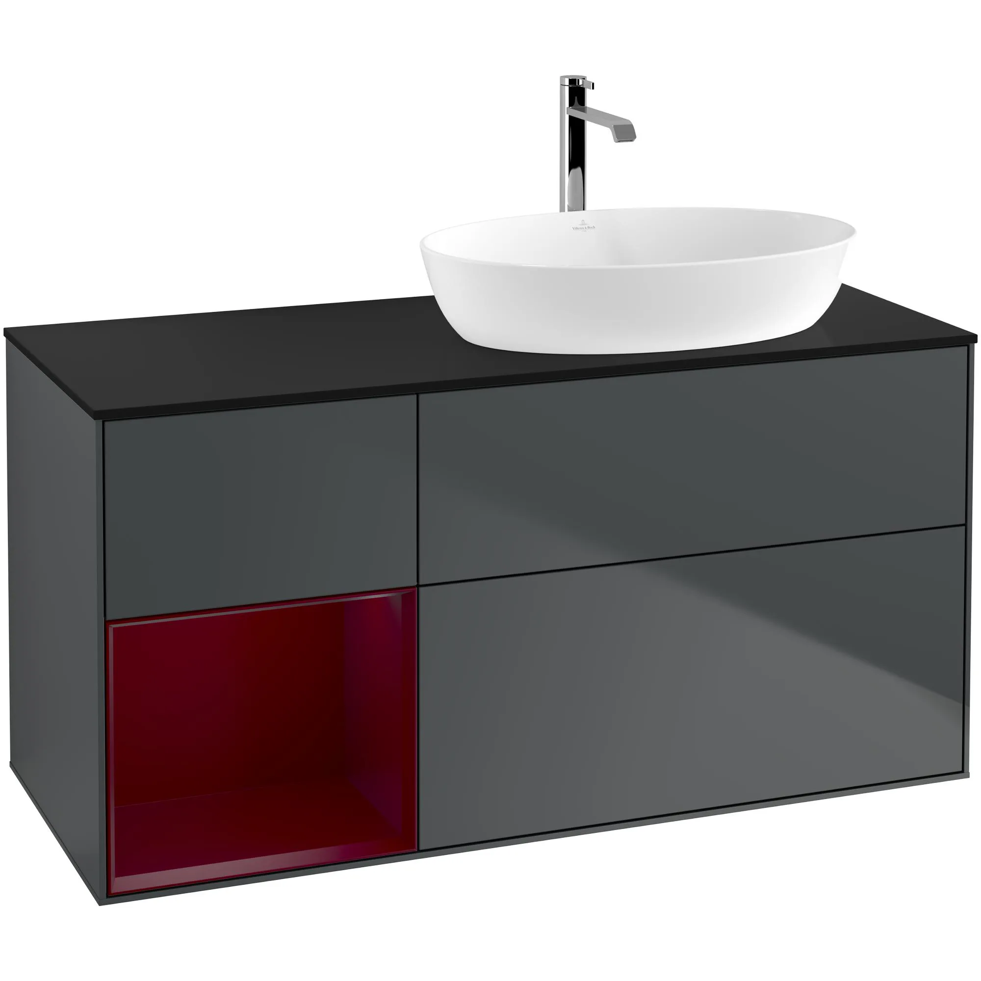 Tvättställsskåp Villeroy & Boch Finion med 3 Lådor Hylla och Bänkskiva för Ocentrerat Tvättställ från Artis & Collaro