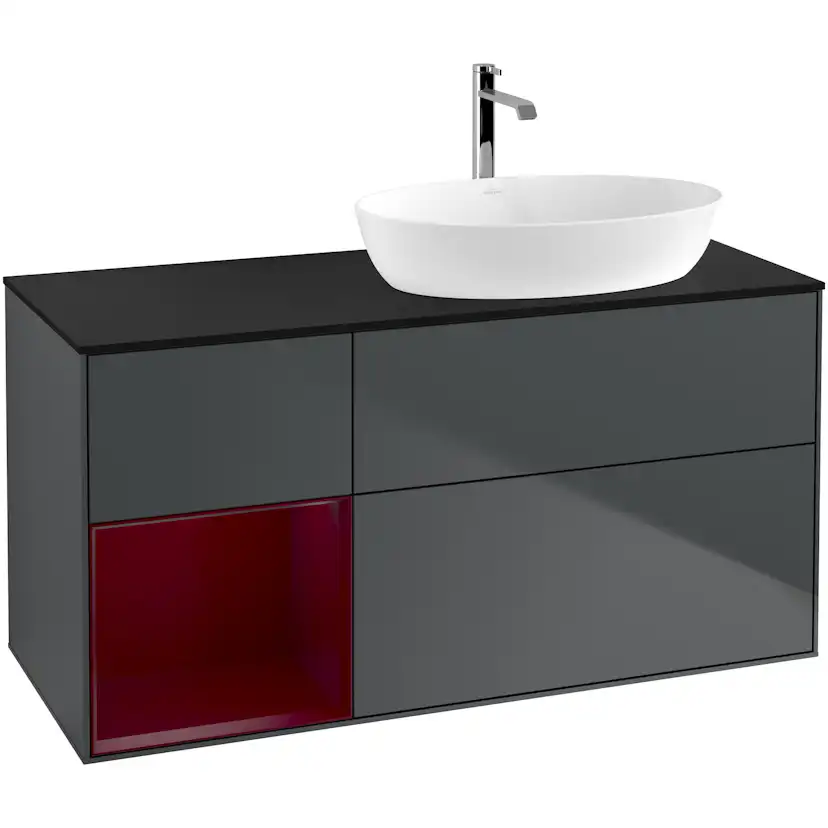 Tvättställsskåp Villeroy & Boch Finion med 3 Lådor Hylla och Bänkskiva för Ocentrerat Tvättställ från Artis & Collaro