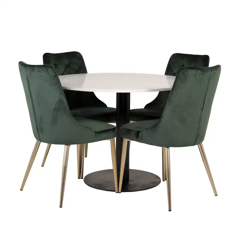 Matgrupp Venture Home Roxanna Vit Bord med 4 Vera Stolar Sammet