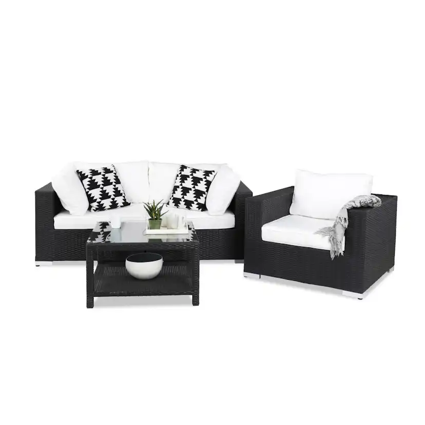 Loungegrupp Comfort Garden Bahamas 3-sits med Utebord 75x75 och Utefåtölj Utomhus