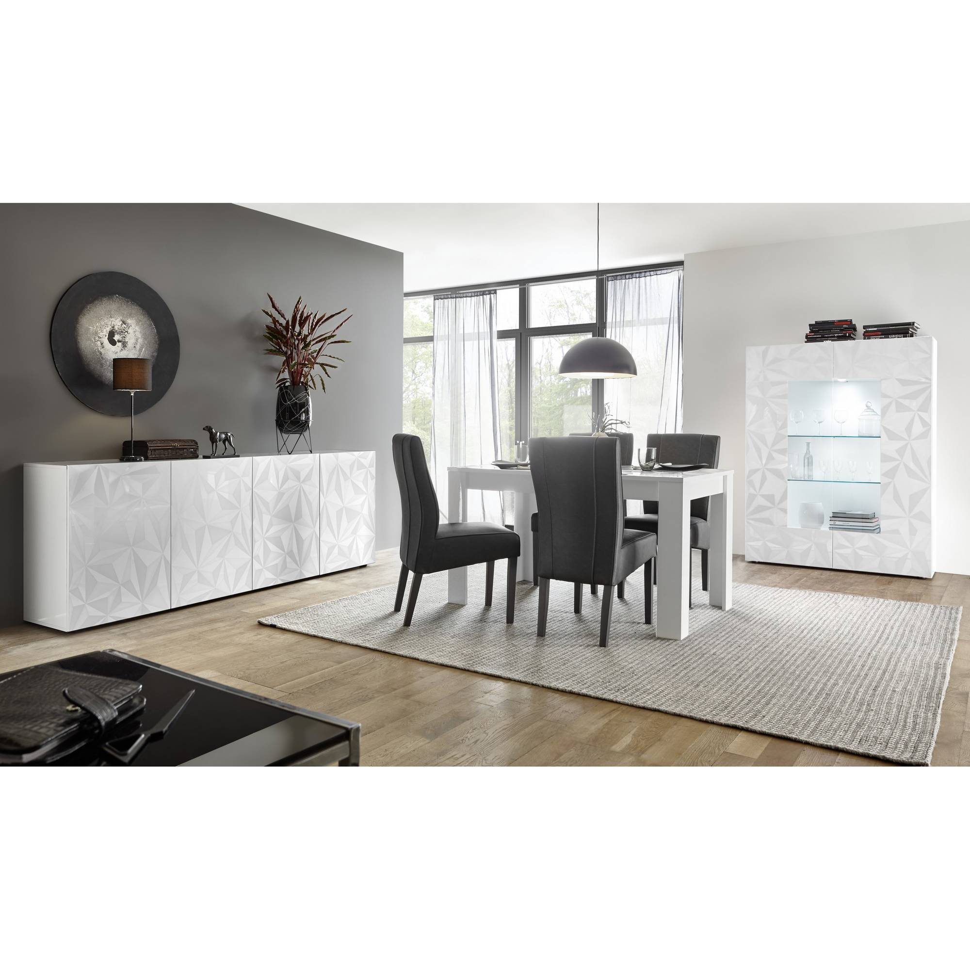 Vitrinskåp LC Spa Fasett 121 cm Högglans Vit