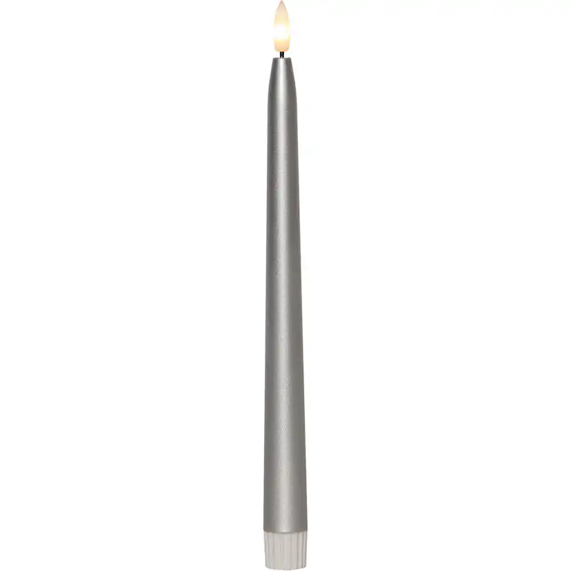 LED Antikljus 2-pack Flamme Metal Silver 28,5 cm Färg: Silver; Höjd 285 Mm