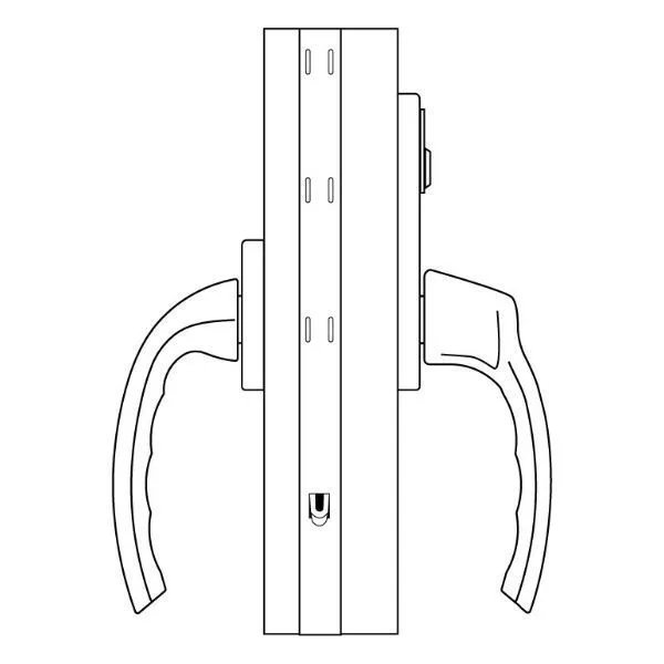 Outline Beslagspaket 3-glas Fönsterdörrar Nr 5 Beslagspaket 5 Utv. handtag och inv. handtag förberett för lås cylinder.