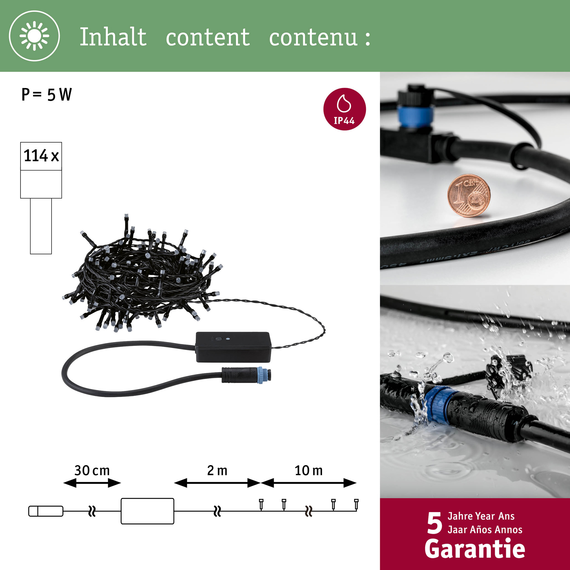 Ljusslinga LED Paulmann Yuna Fairy Lights Plug & Shine IP44 24V Ljus: RGB, Längd: 10 m