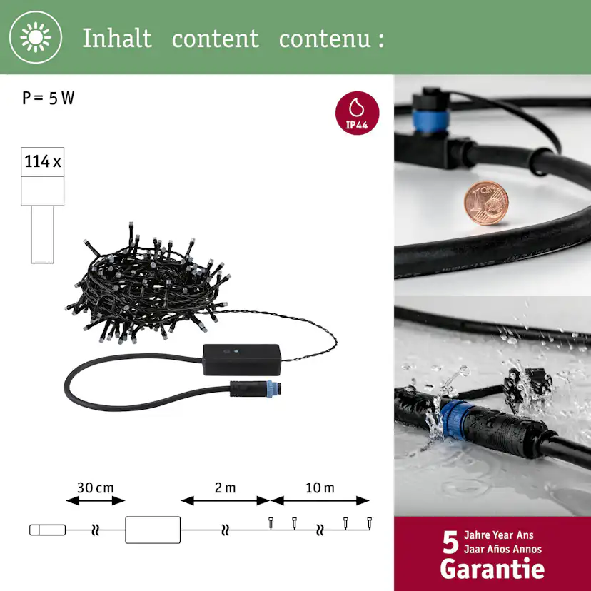 Ljusslinga LED Paulmann Yuna Fairy Lights Plug & Shine IP44 24V Ljus: RGB, Längd: 10 m