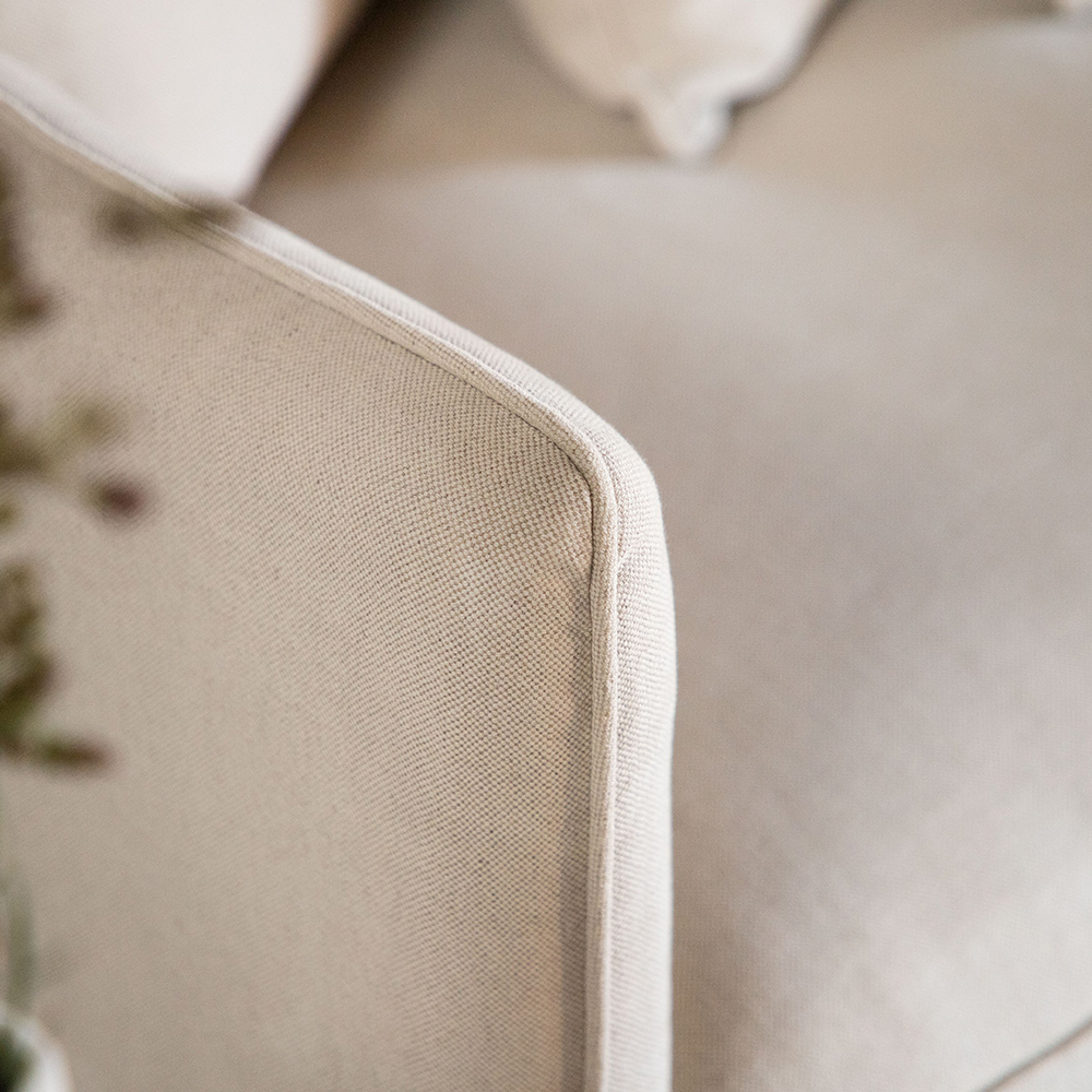Soffa Vind Segelskären Beige 3-Sits med Tallben & Linnekuddar