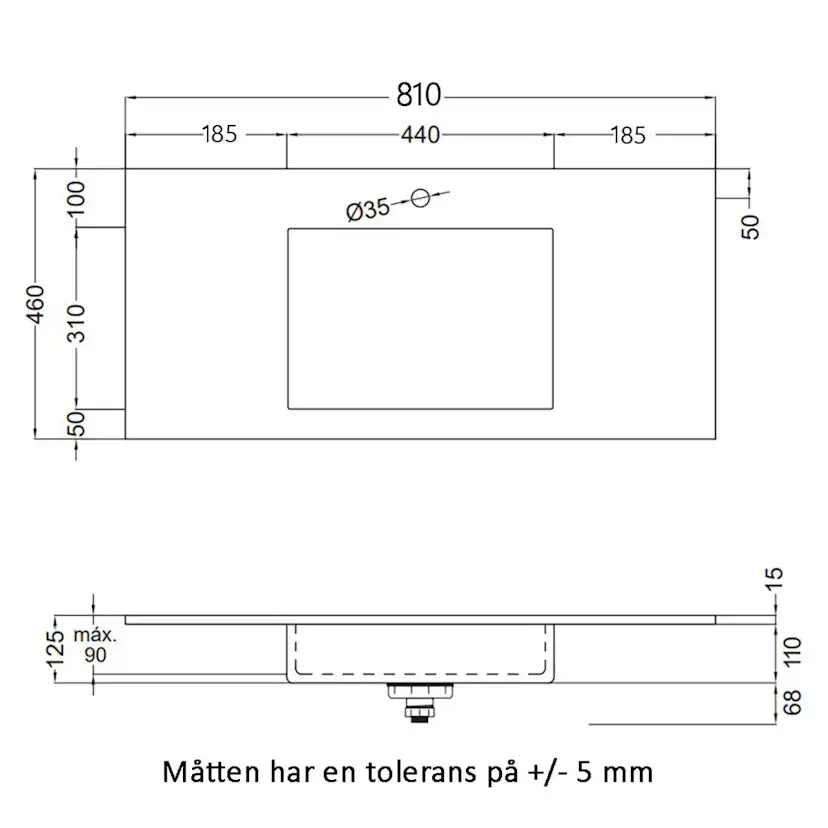 Tvättställ Solid Surface Tenfors Flow Solid Surface