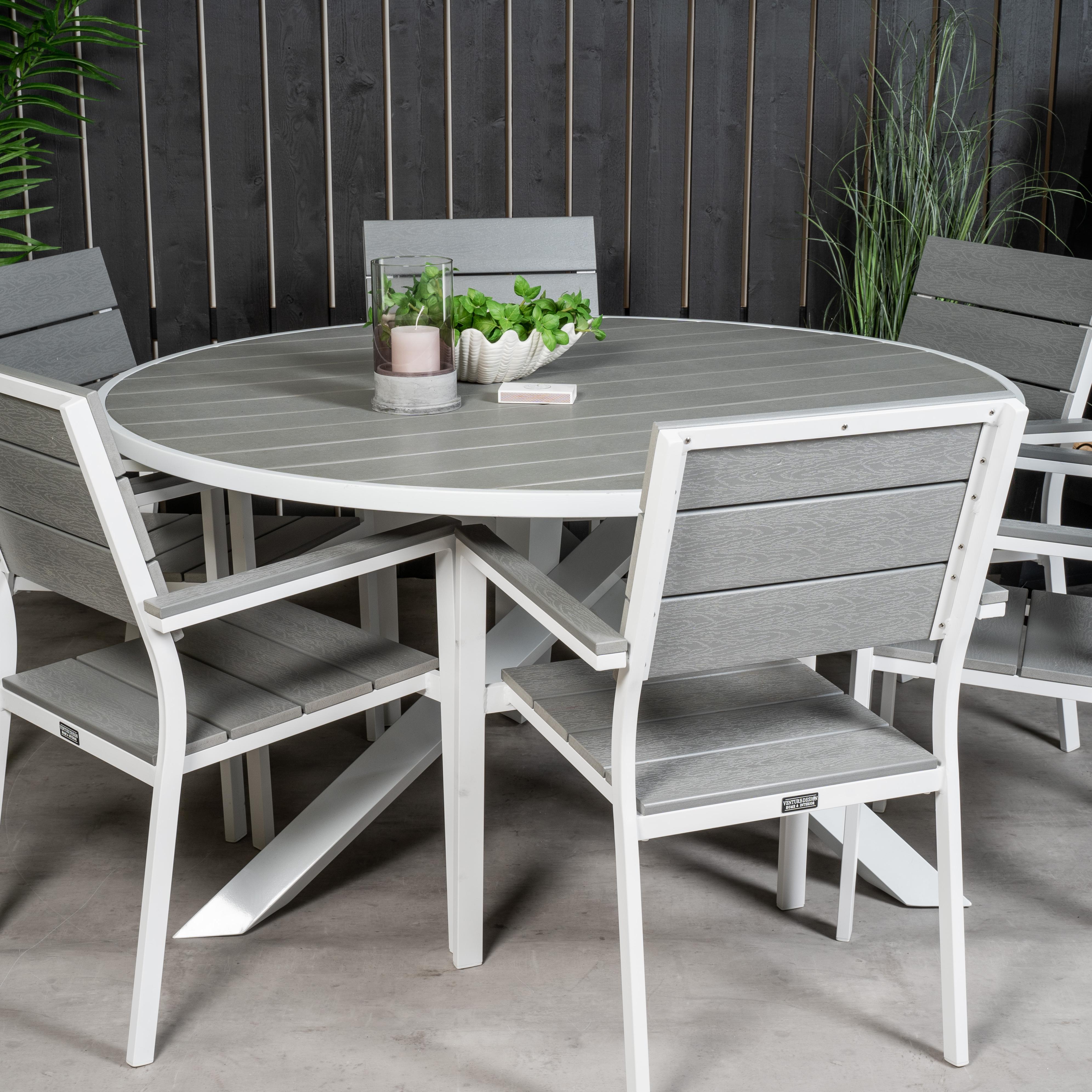 Matgrupp Utomhus Venture Home Pincy Ø140 med 6 Lova Trädgårdsstolar