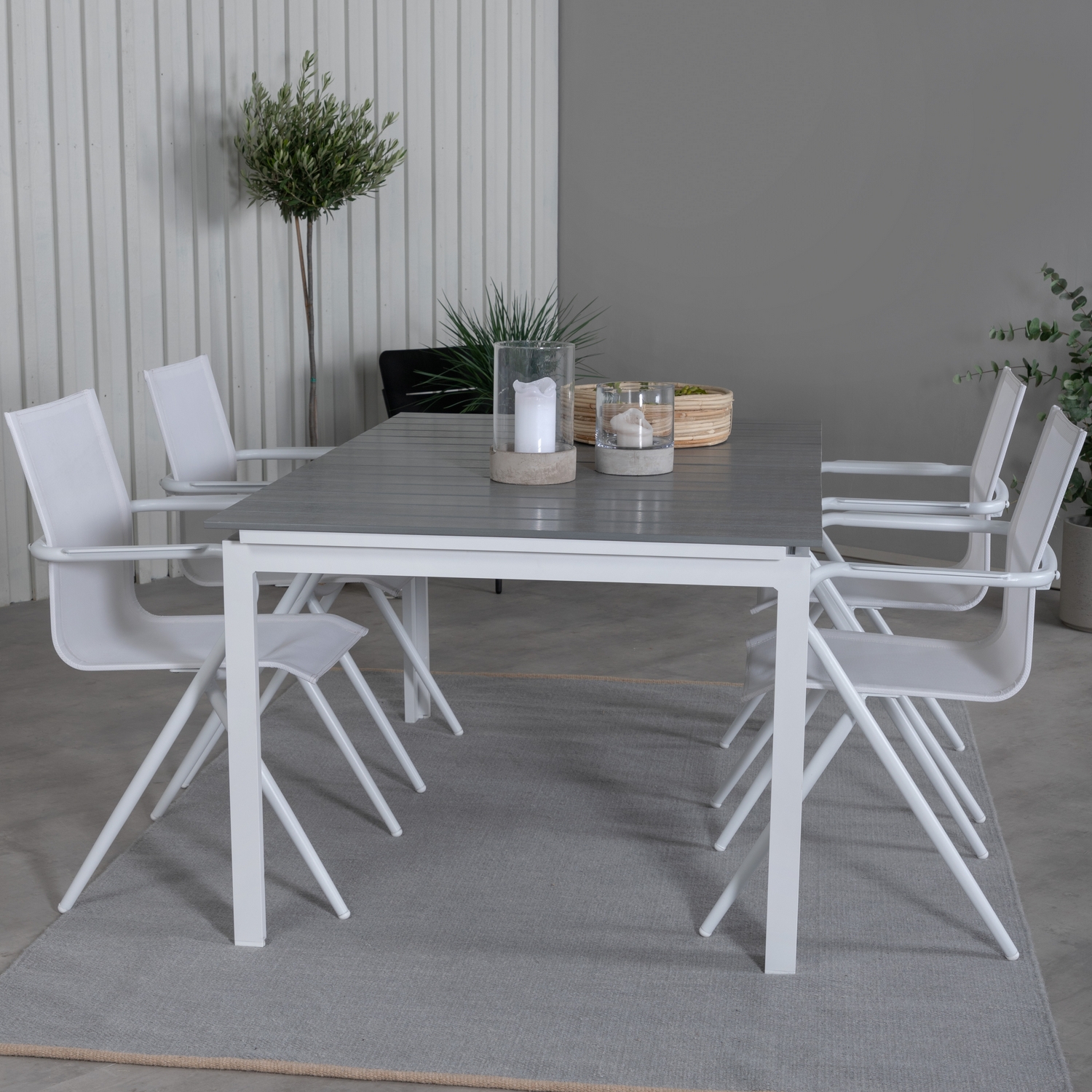 Matgrupp Venture Home Lova 160 Vit med 4 Aspen Matstolar