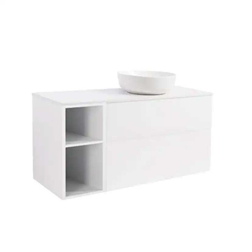 A IS90+30Ö MVIT BSVIT+TS RUVIT Färg: Mattvit, Färg Tvättställ: Vit, Färg Bänkskiva: Vit, Rund Form, Storlek: 740x1210 mm