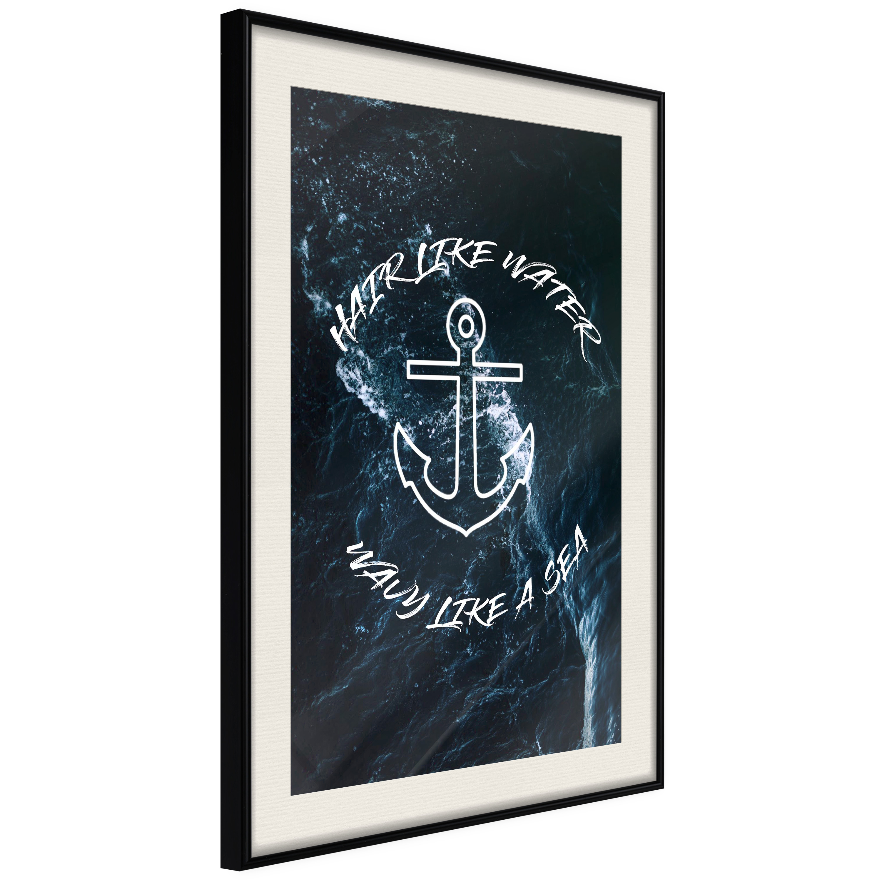 Affisch - Hair like Water, Wavy like a Sea [Poster] 40x60 Svart ram med passepartout, 40x60 cm
