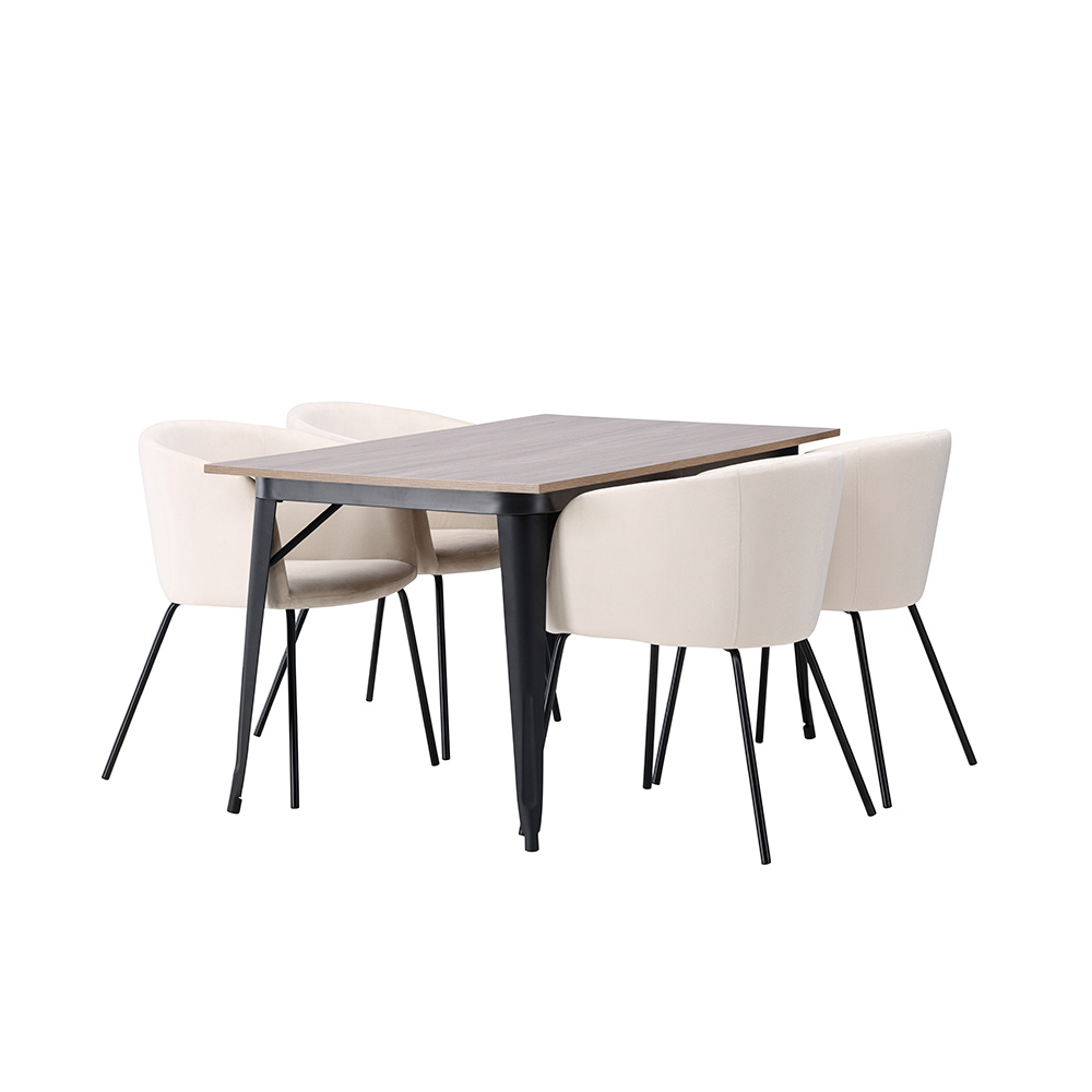 Matgrupp Venture Home Tempe 140 cm med 4 Berit Stolar Sammet
