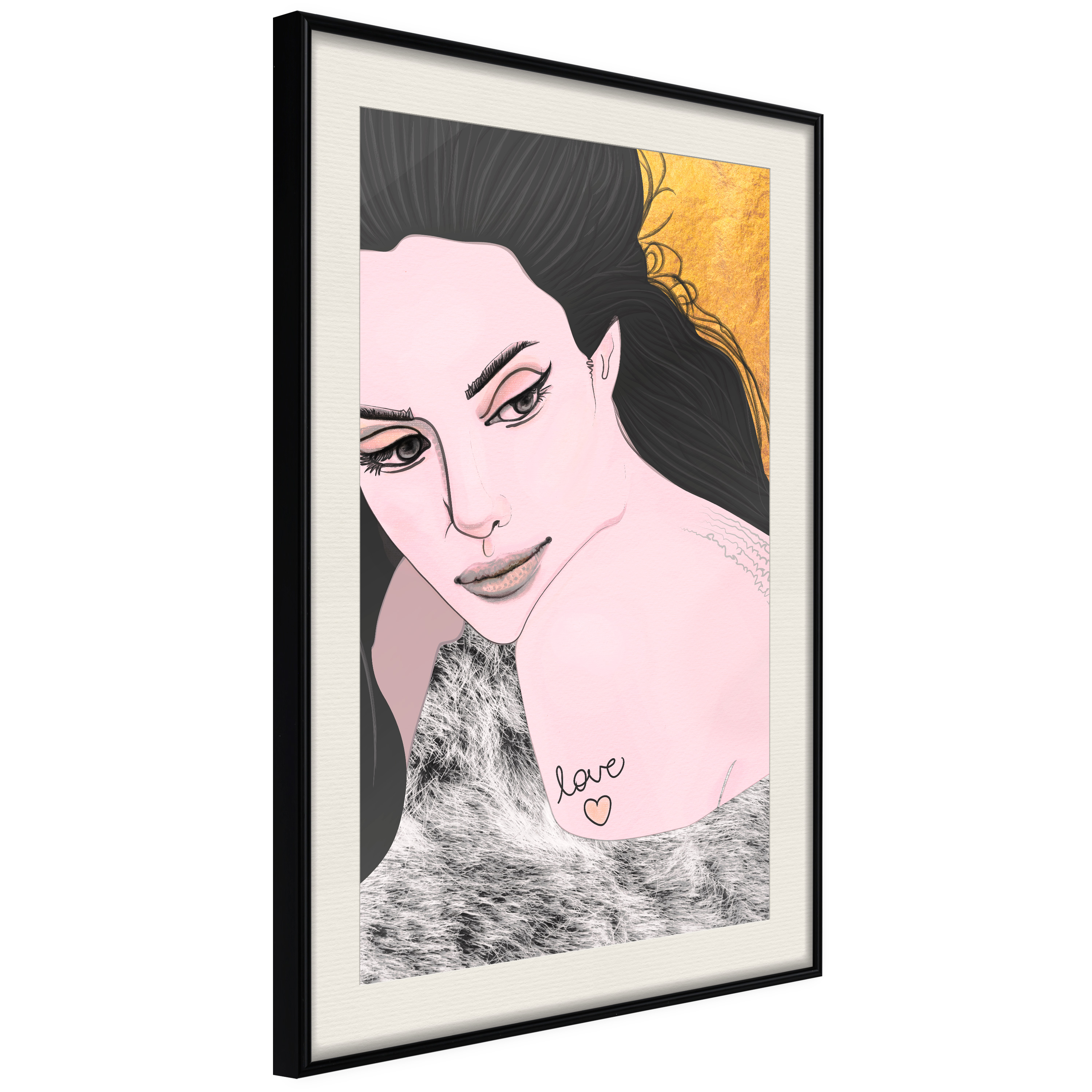 Affisch - Sensual and Love [Poster] 30x45 Svart ram med passepartout, 30x45 cm