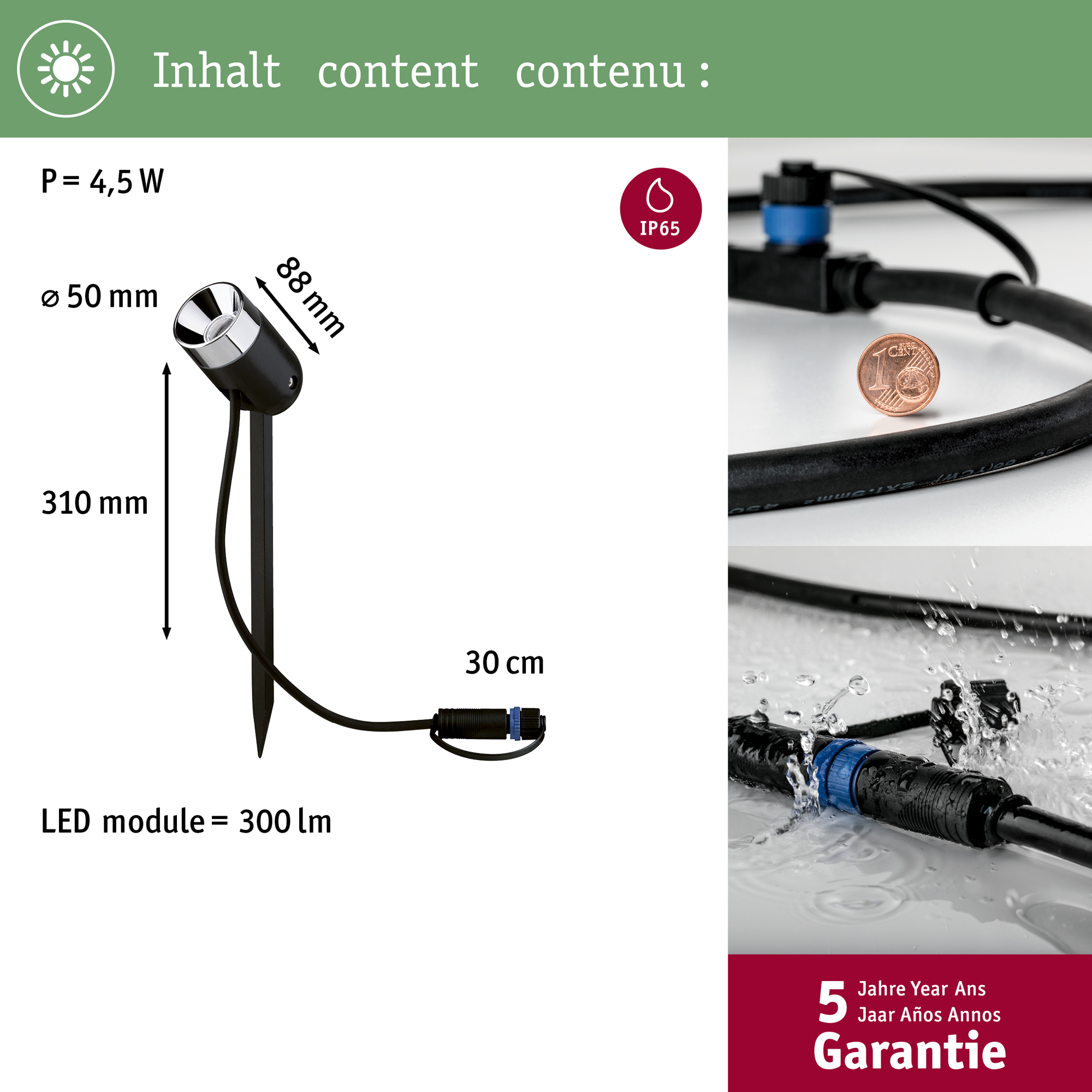 Spotlight Paulmann Pike Plug & Shine LED  Smart Home Zigbee 3.0 Pike IP65 24V