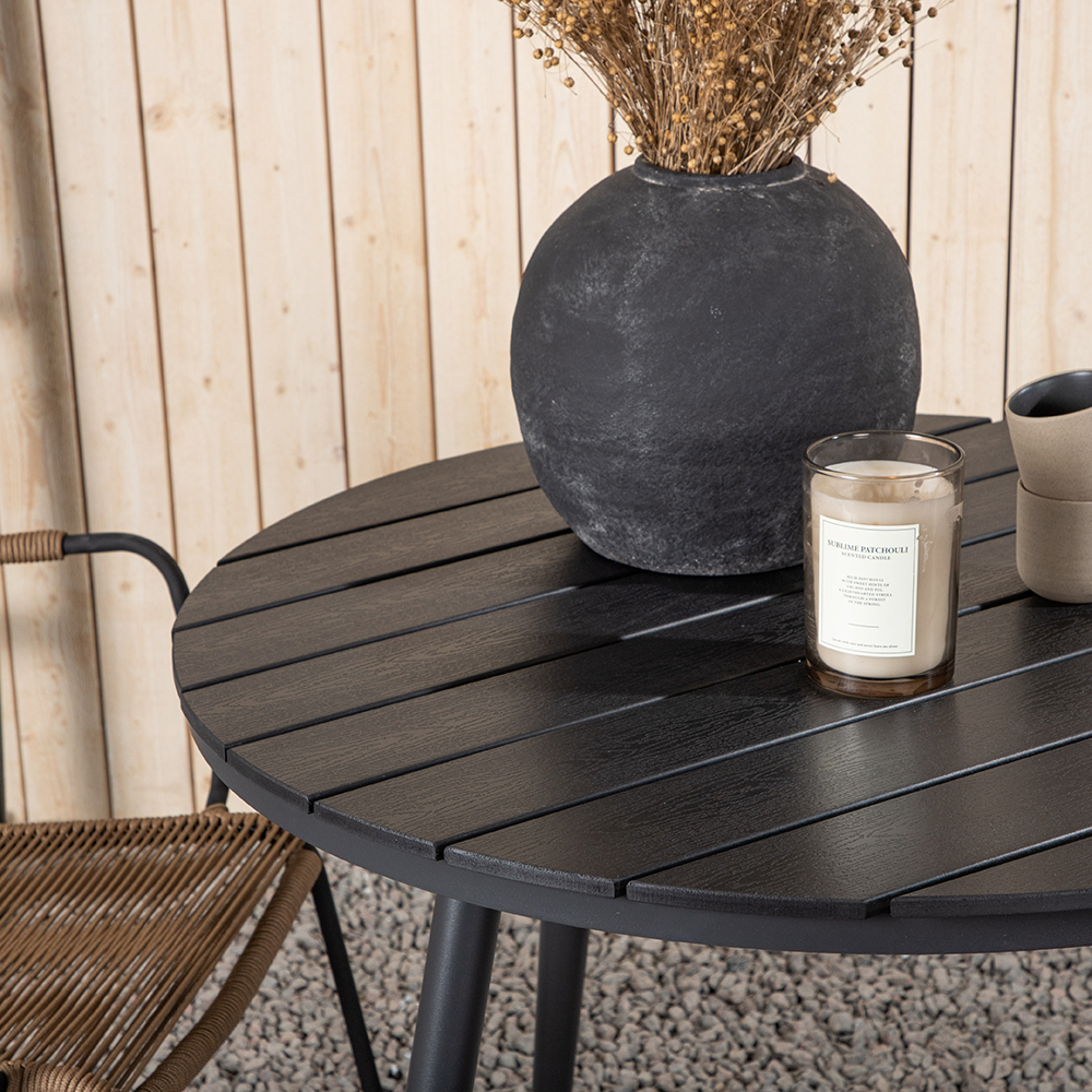 Cafégrupp Venture Home Break Ø90 cm med 2 Lindos Stolar med Armstöd