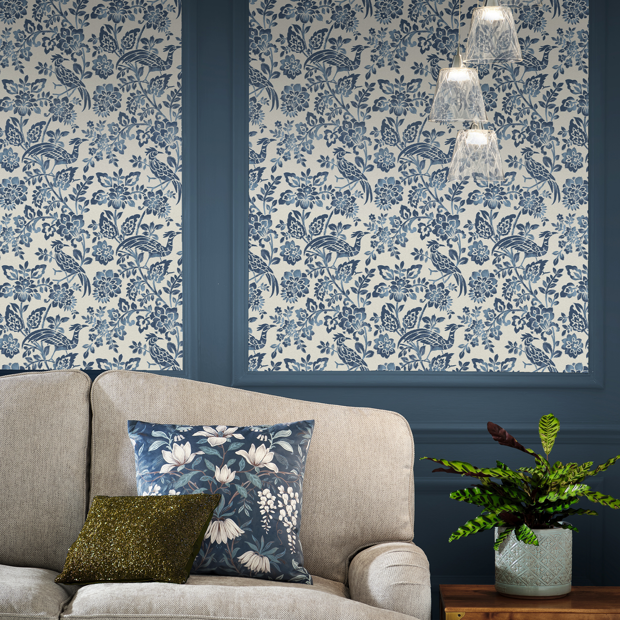Tapet Laura Ashley Adain Palace Dark Seaspray Blå 121067