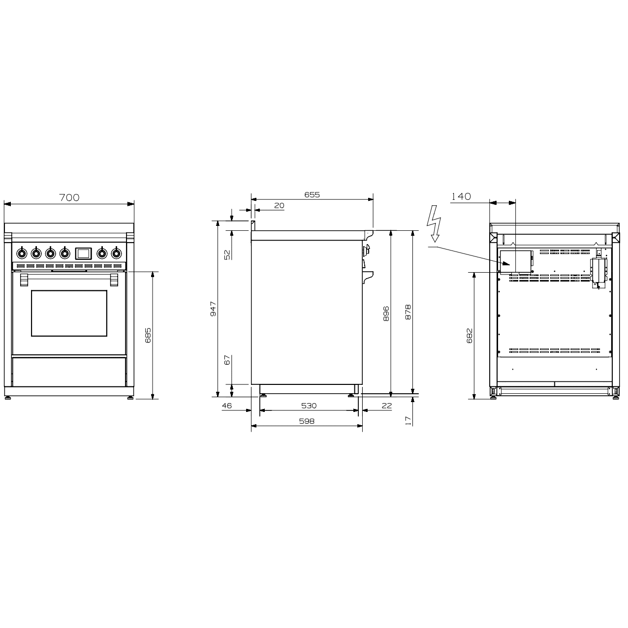 Induktionsspis Steel Ascot Combi-Steam 70cm