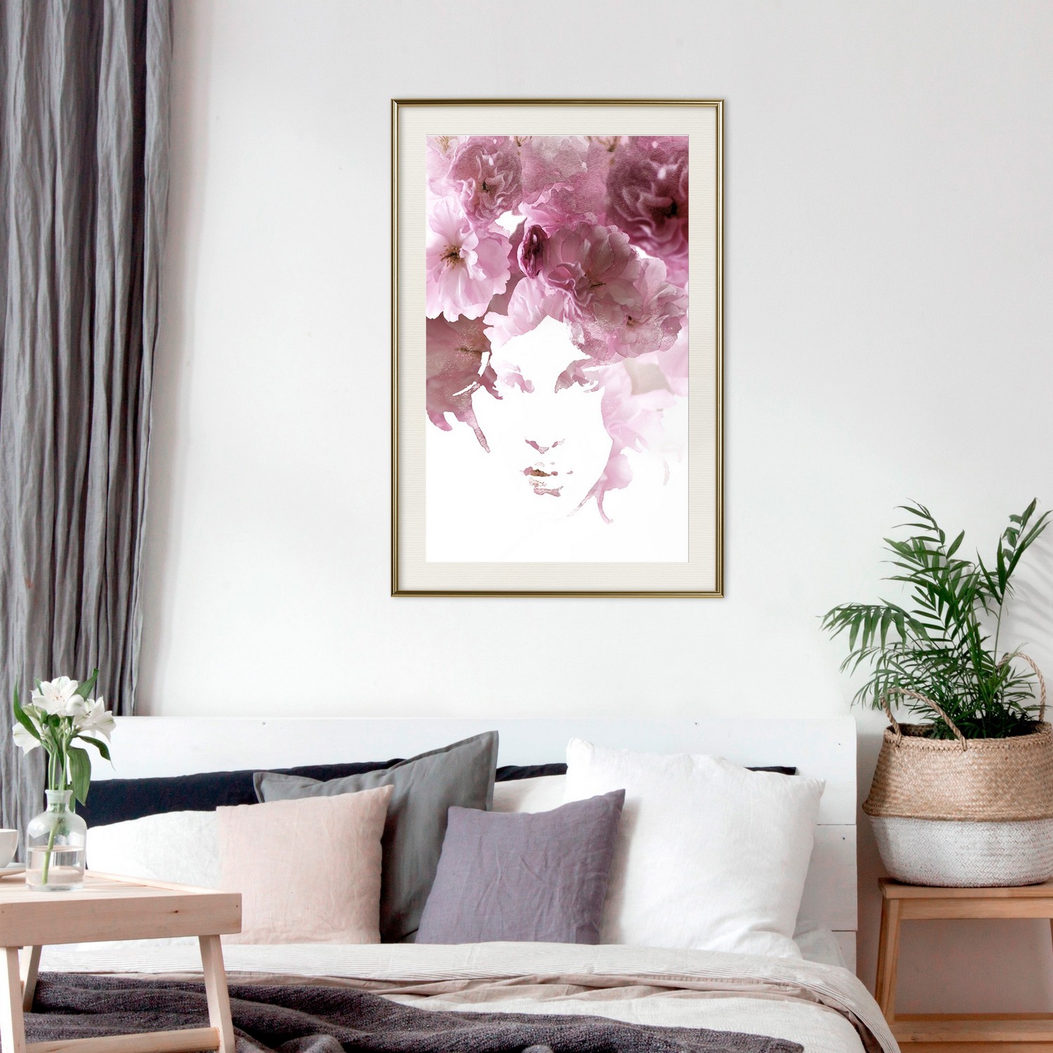 Affisch - Flowery Look [Poster] 40x60 Guld ram med passepartout, 40x60 cm